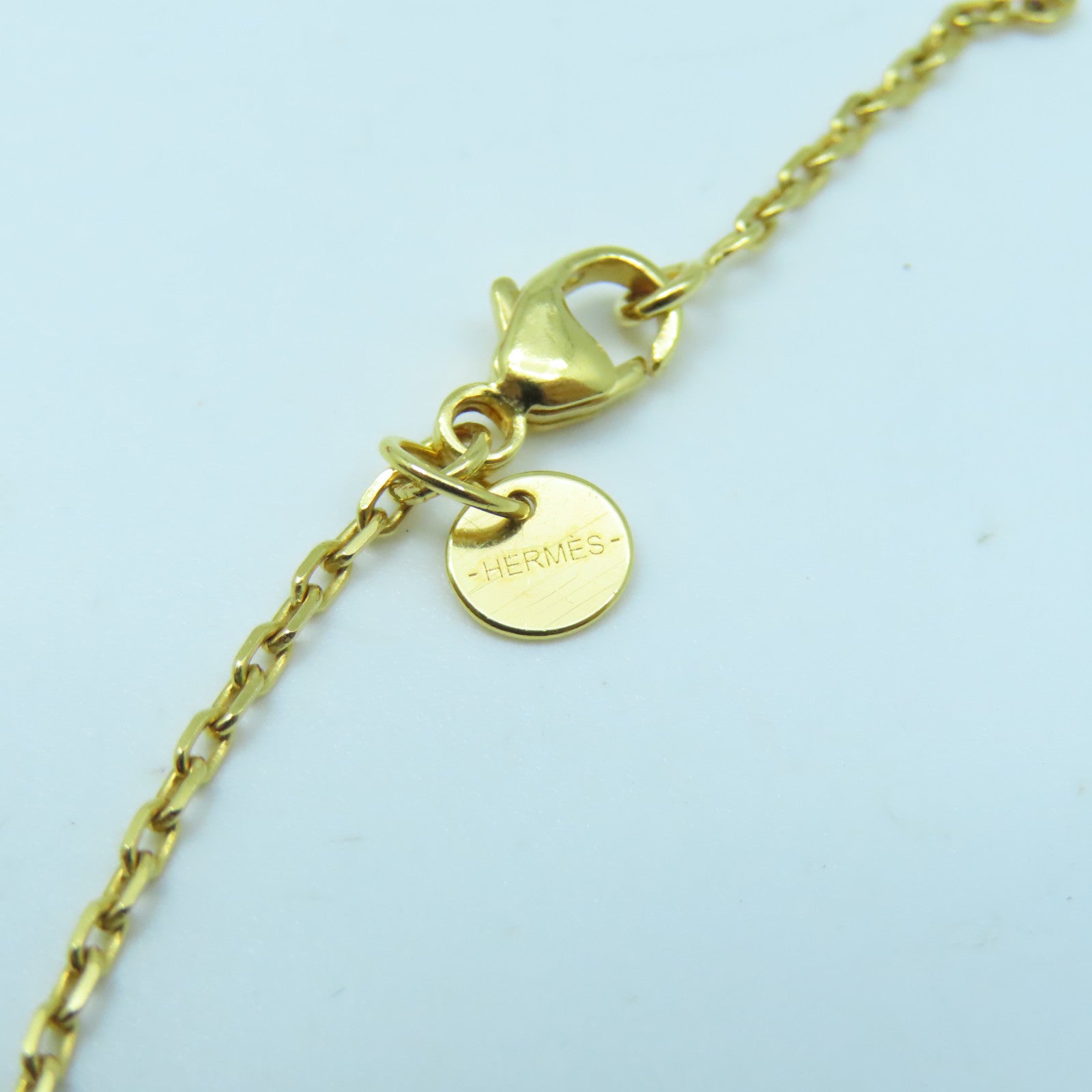 HERMES Metal Necklace Gold Buckle Necklace Gold/White