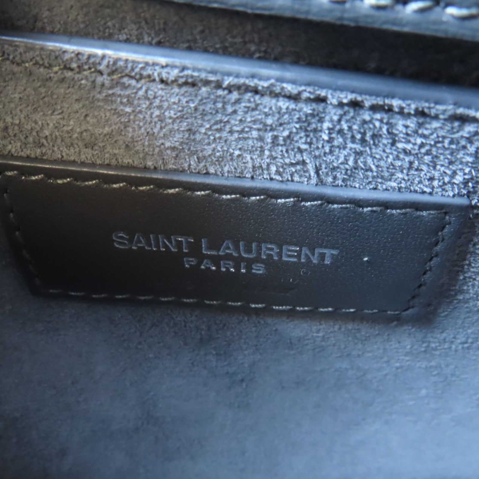 YVES SAINT LAURENT 牛皮皮革Shoulder Bag銀扣肩背袋灰色