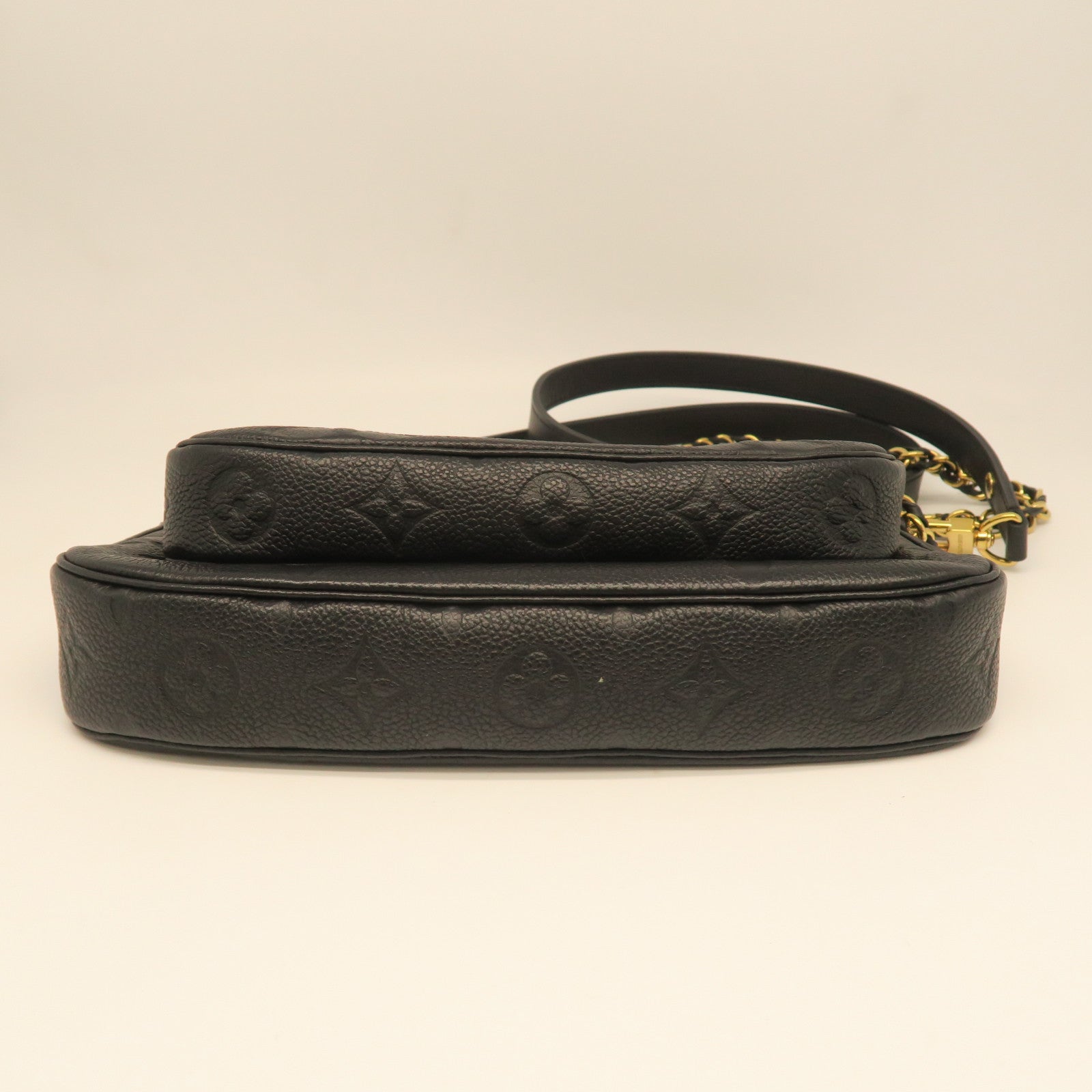 LOUIS VUITTON Monogram Empreinte Multi Pochette Accessories Gold Buckle Shoulder Bag Black