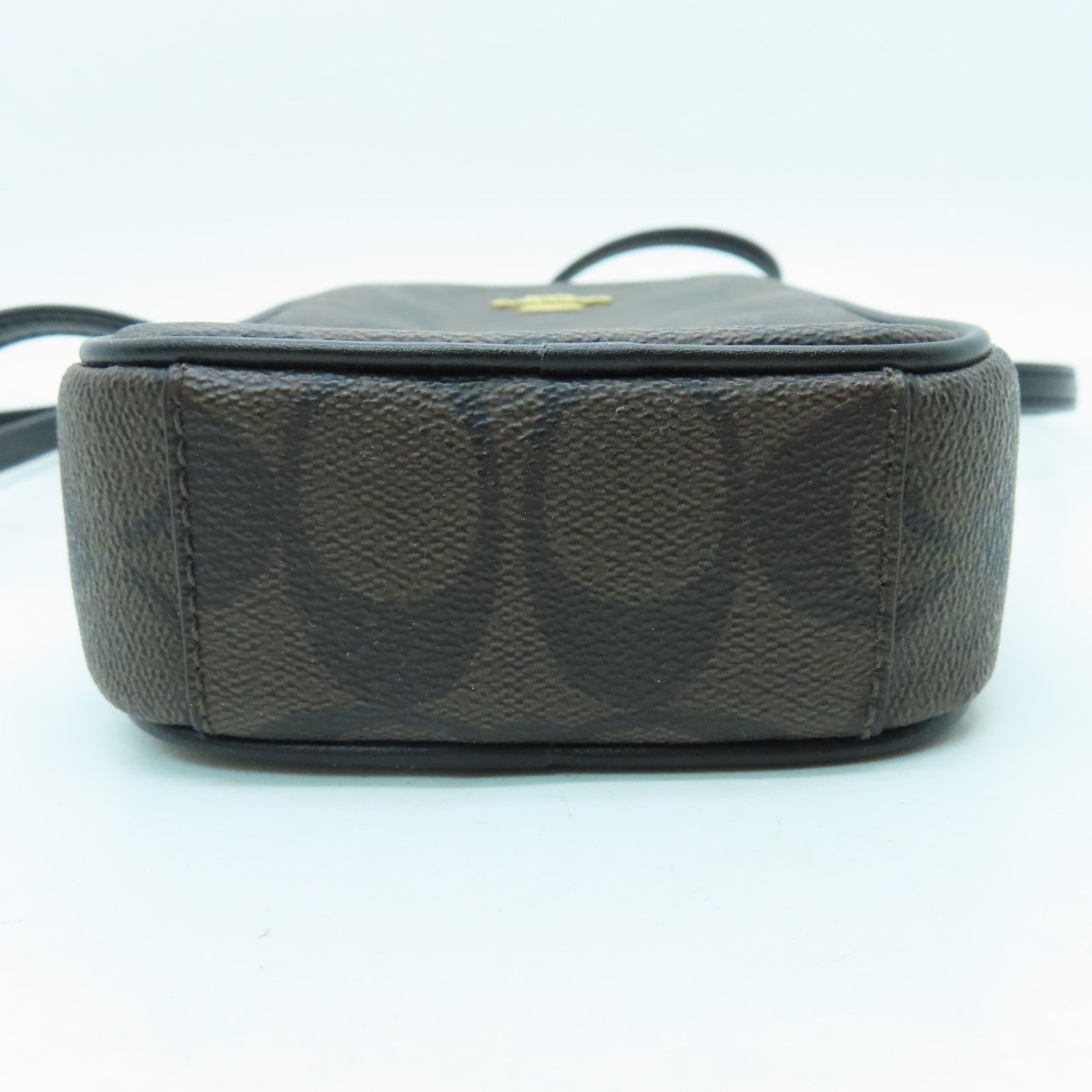 COACH 涂层帆布Phone Case Shoulder Bag金扣肩背袋啡色/黑色