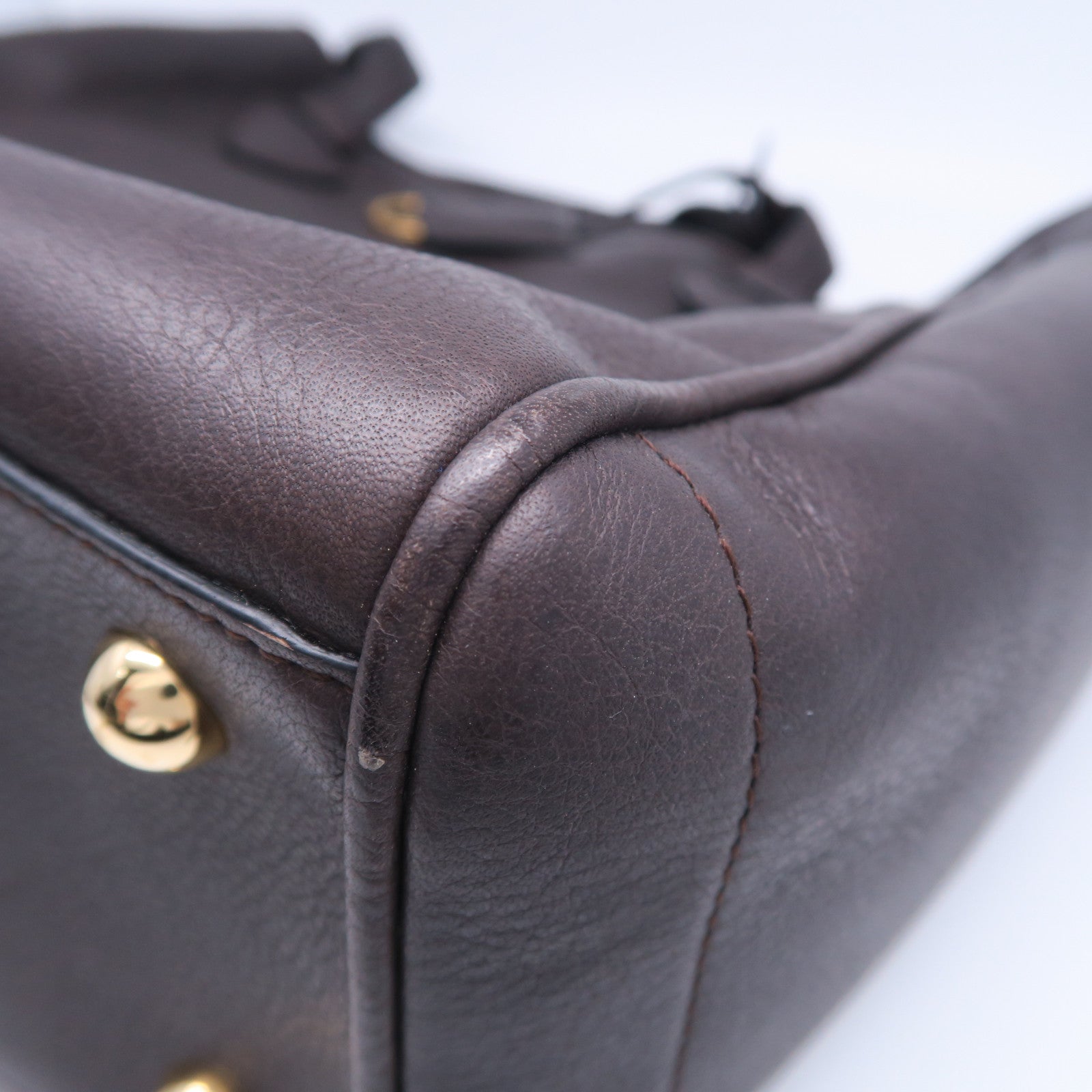 LOEWE 牛皮皮革Tote Bag金扣肩背袋啡色