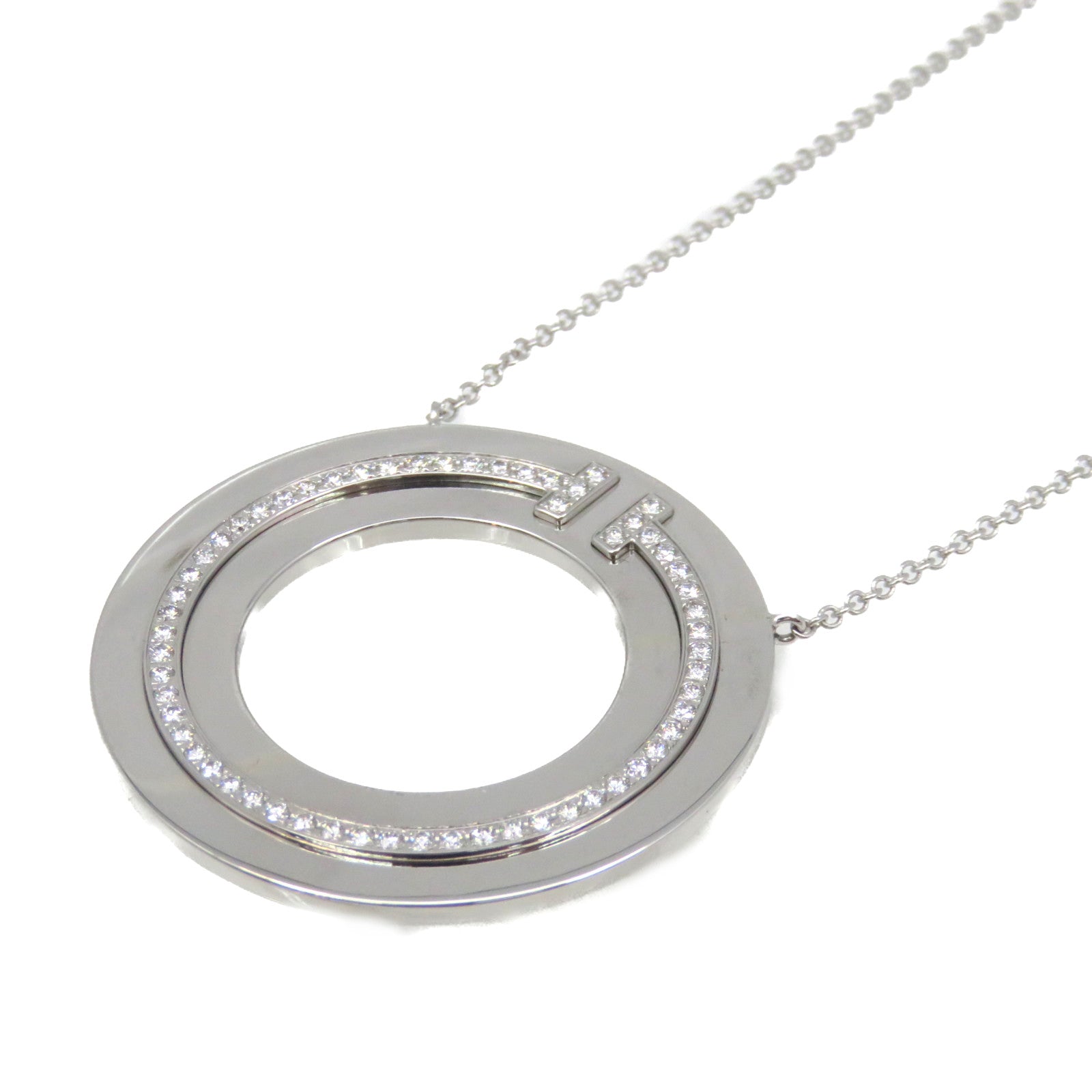 TIFFANY＆CO 18K白金Tiffany T Necklace項鏈