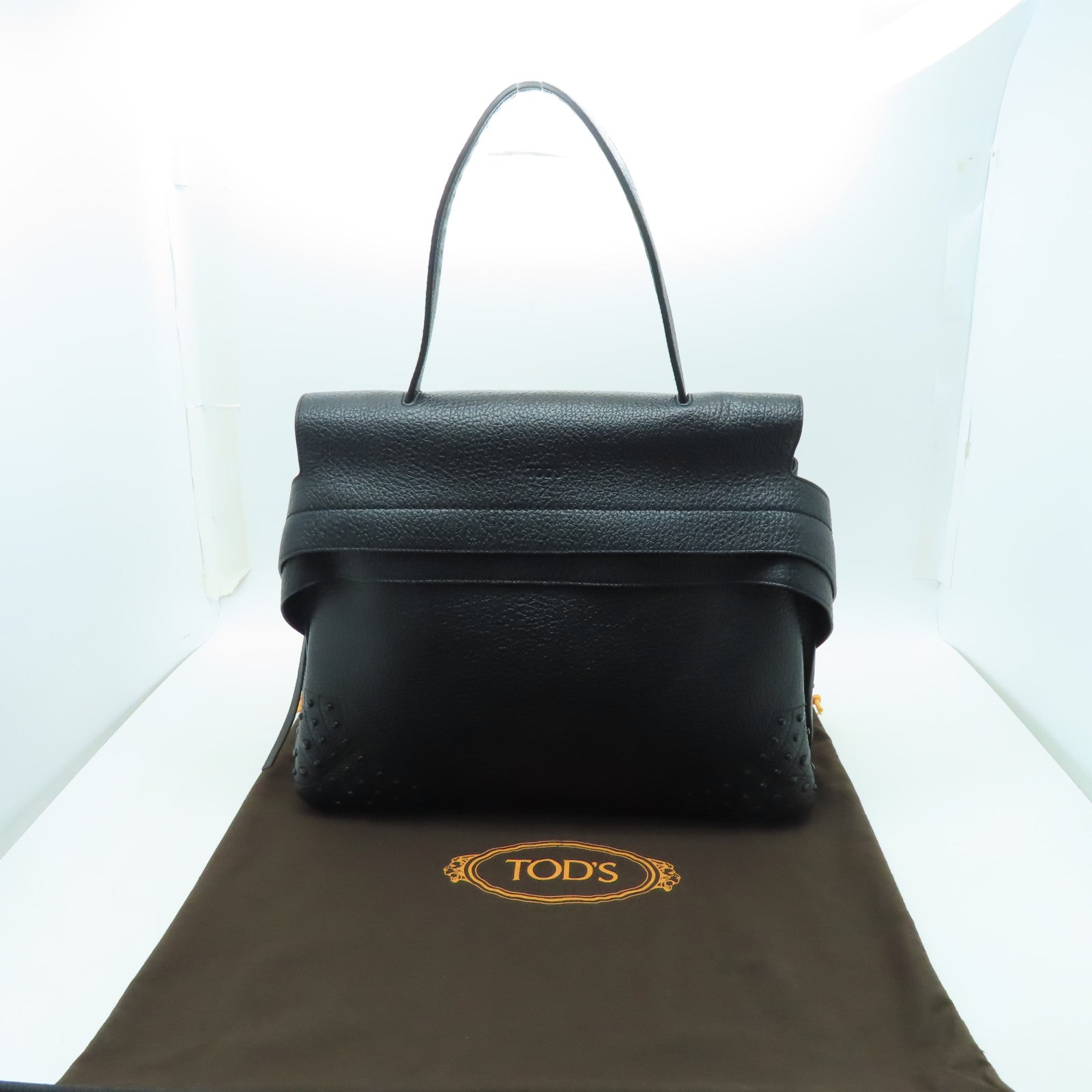 TOD’S 牛皮皮革Handbag金扣手挽袋黑色