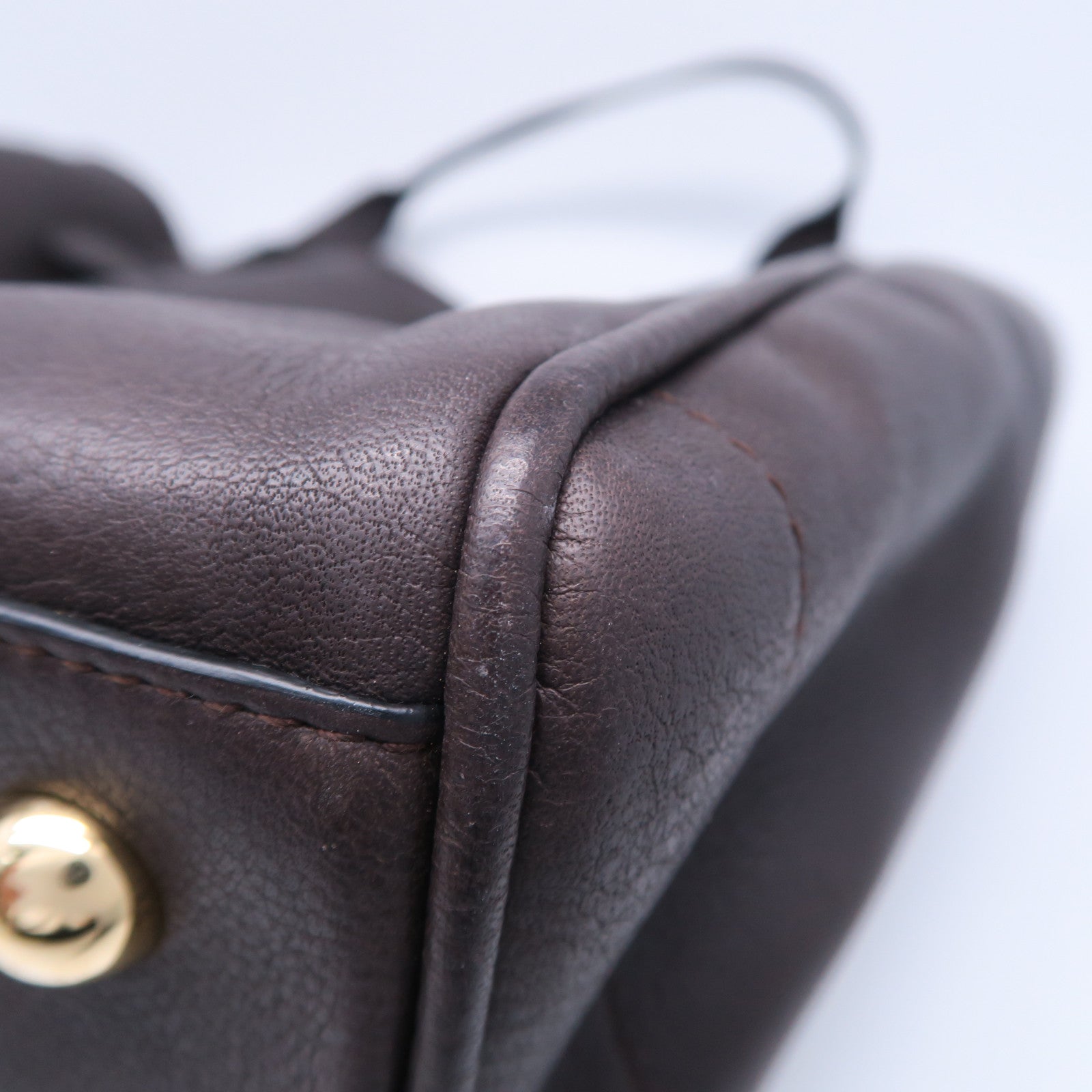 LOEWE 牛皮皮革Tote Bag金扣肩背袋啡色