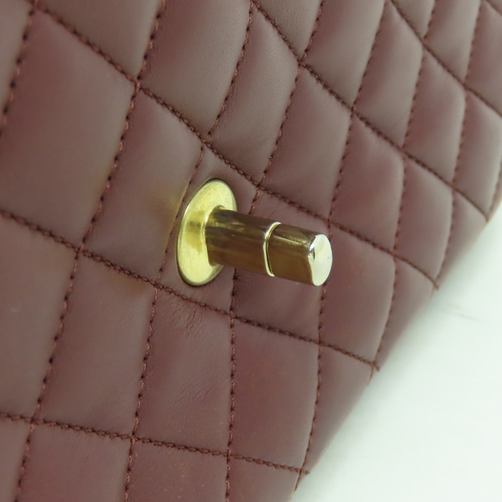 CHANEL 菱格牛皮皮革Chain Shoulder Bag金扣鏈帶肩背袋紅色