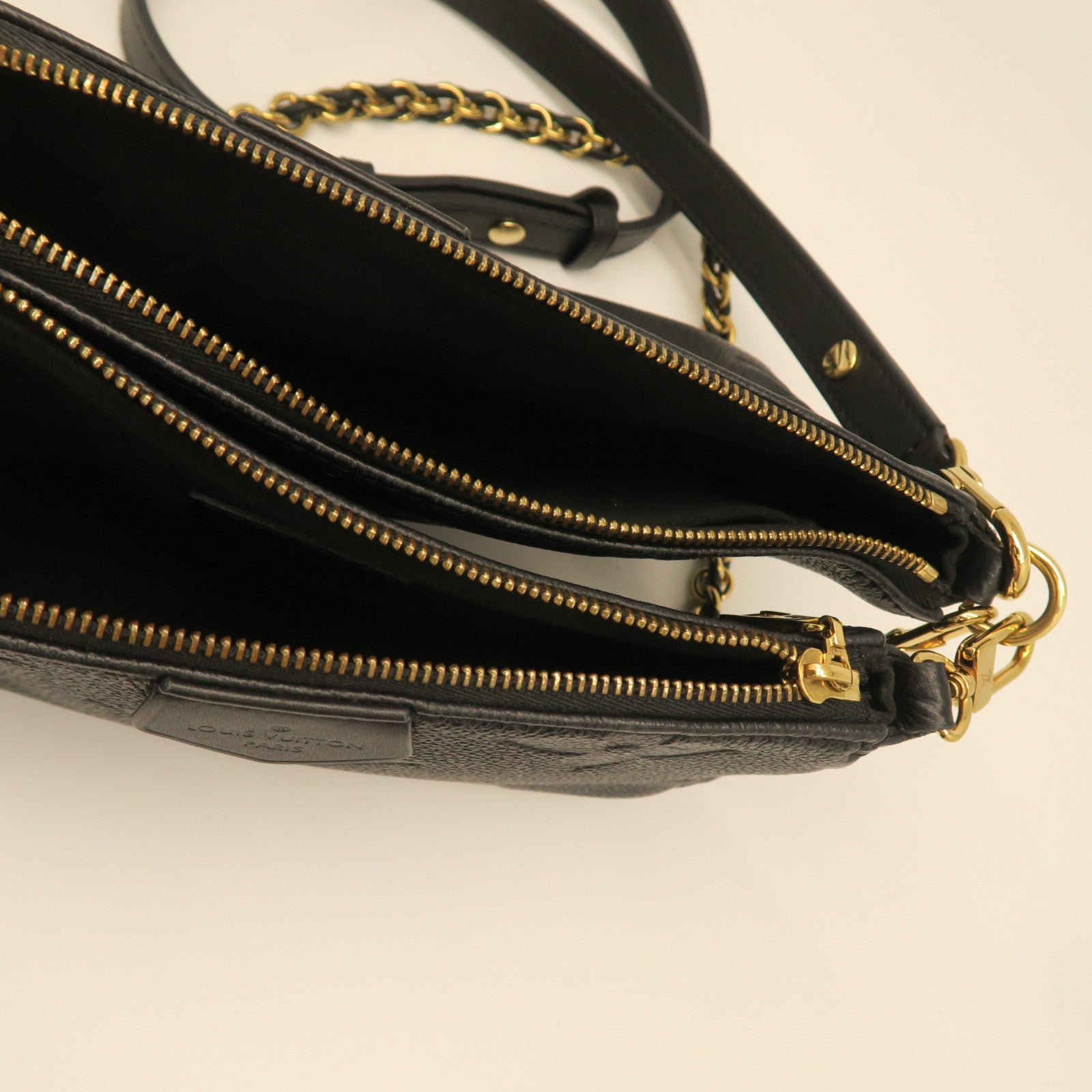 LOUIS VUITTON Monogram Empreinte Multi Pochette Accessories Gold Buckle Shoulder Bag Black
