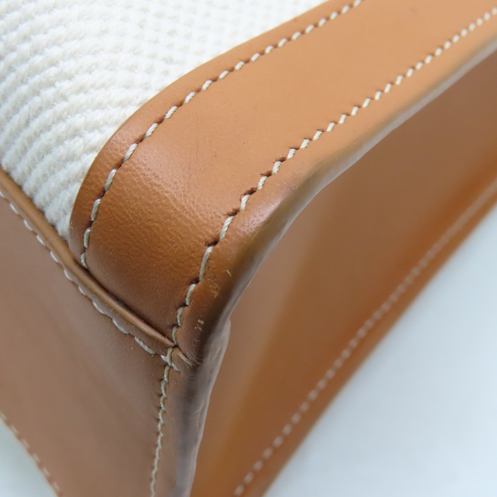 CELINE 帆布/牛皮皮革Large Vertical Bag金扣手挽袋啡色/白色