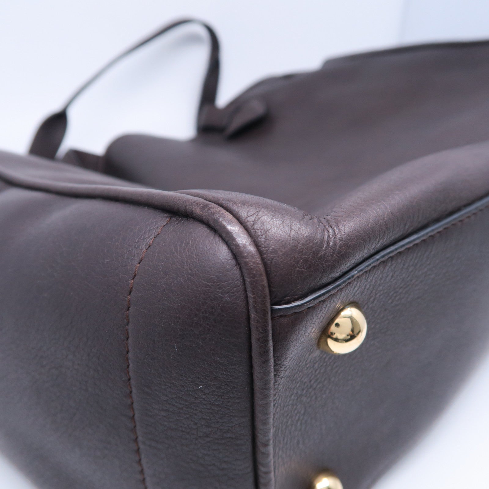 LOEWE 牛皮皮革Tote Bag金扣肩背袋啡色