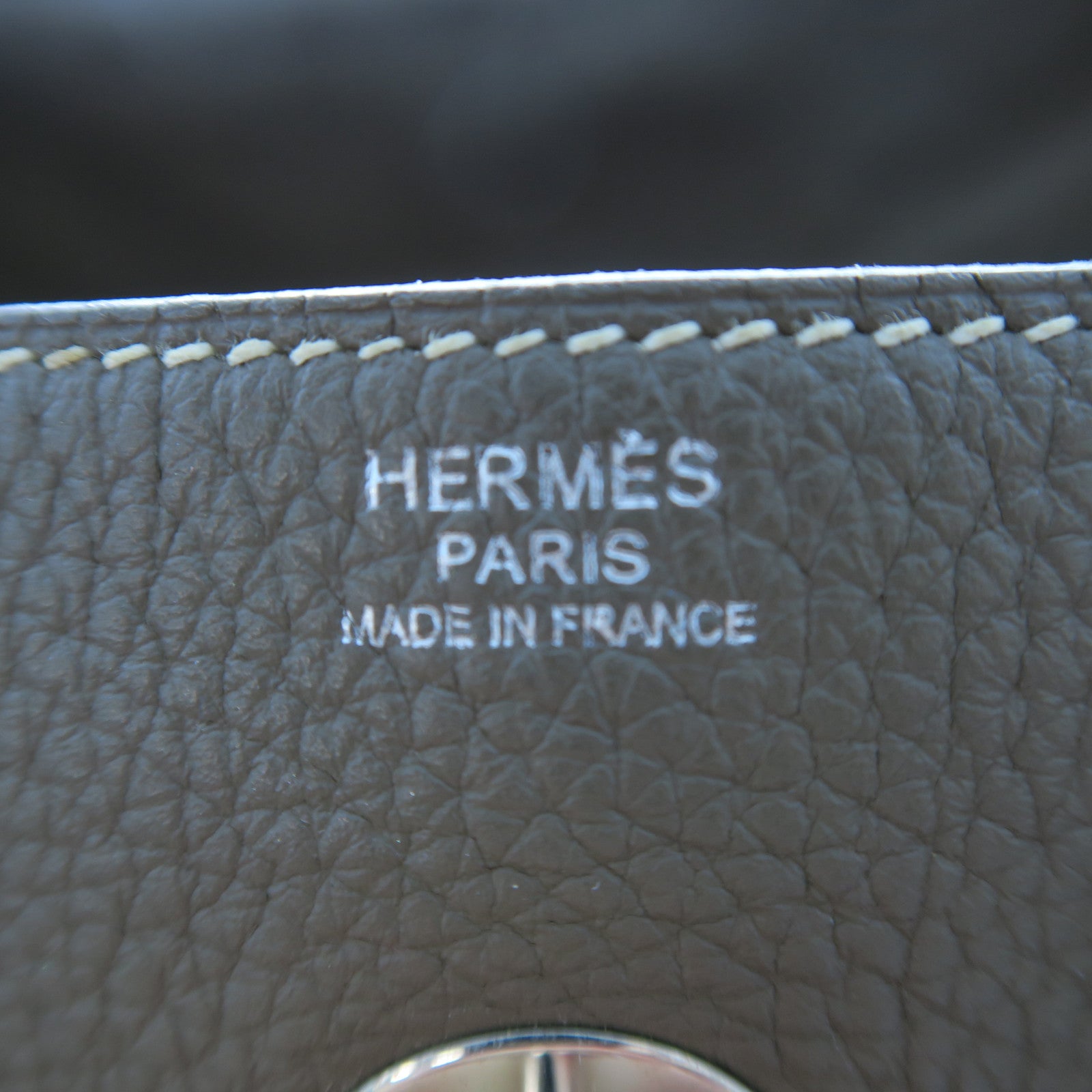 HERMES Clemence皮革Lindy 34銀扣手挽肩背兩用袋象灰色