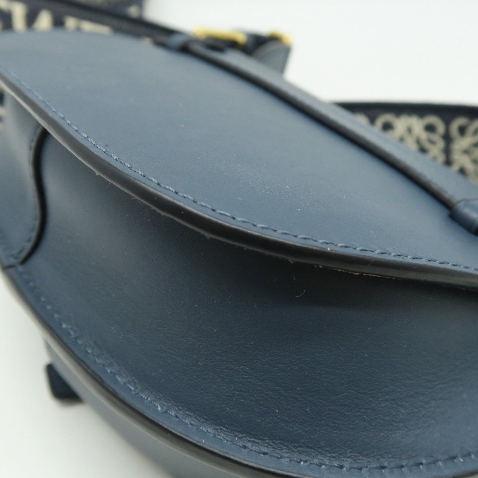 LOEWE 牛革皮革Mini Gate金扣肩背袋深藍色