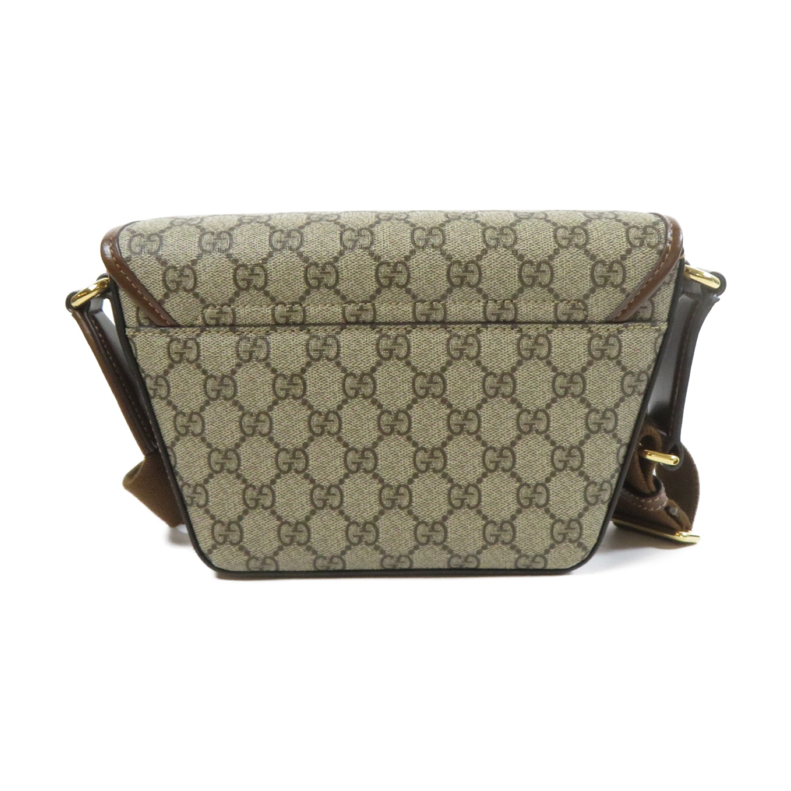 GUCCI 塗層帆布GG Supreme Canvas金扣肩背袋啡色
