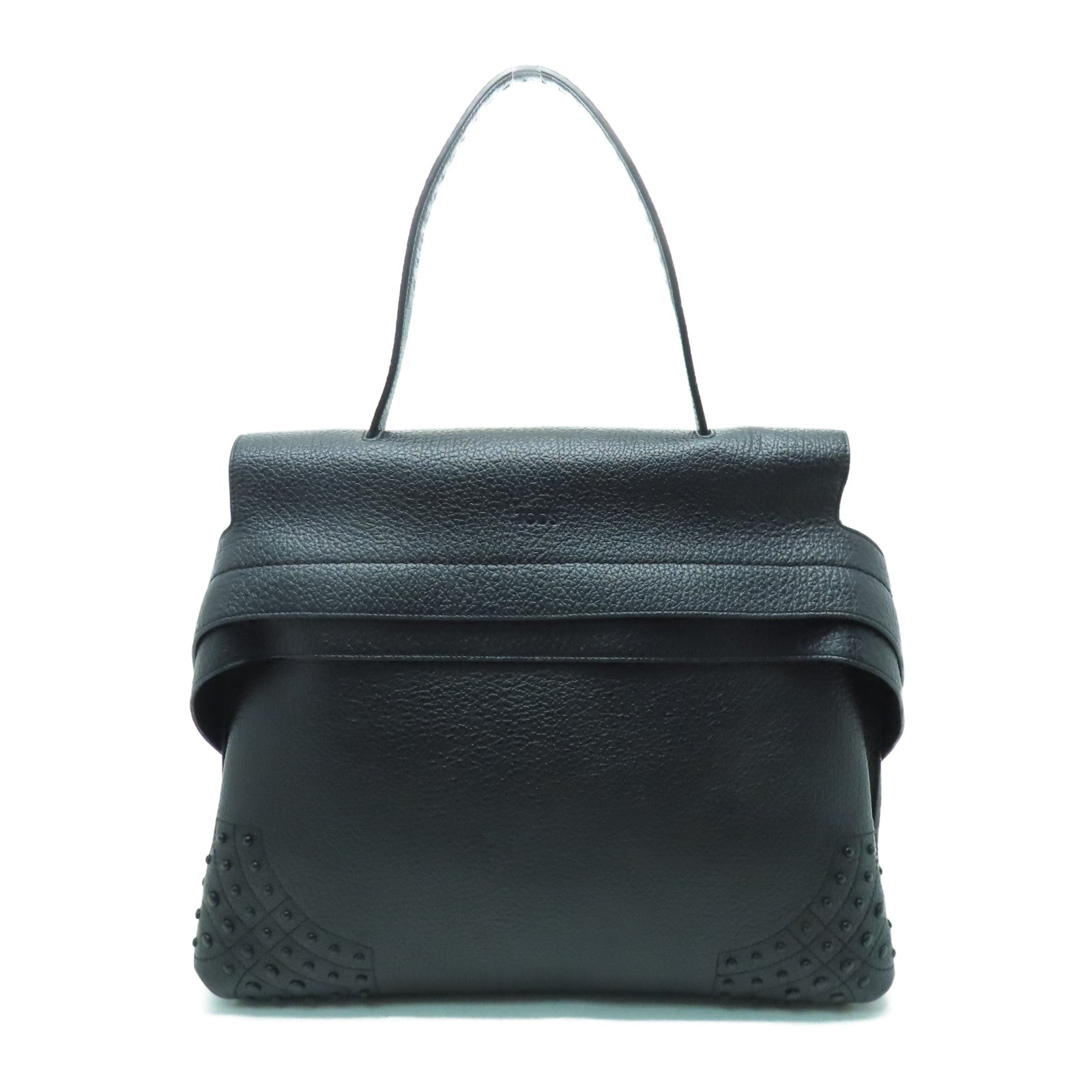 TOD’S 牛皮皮革Handbag金扣手挽袋黑色
