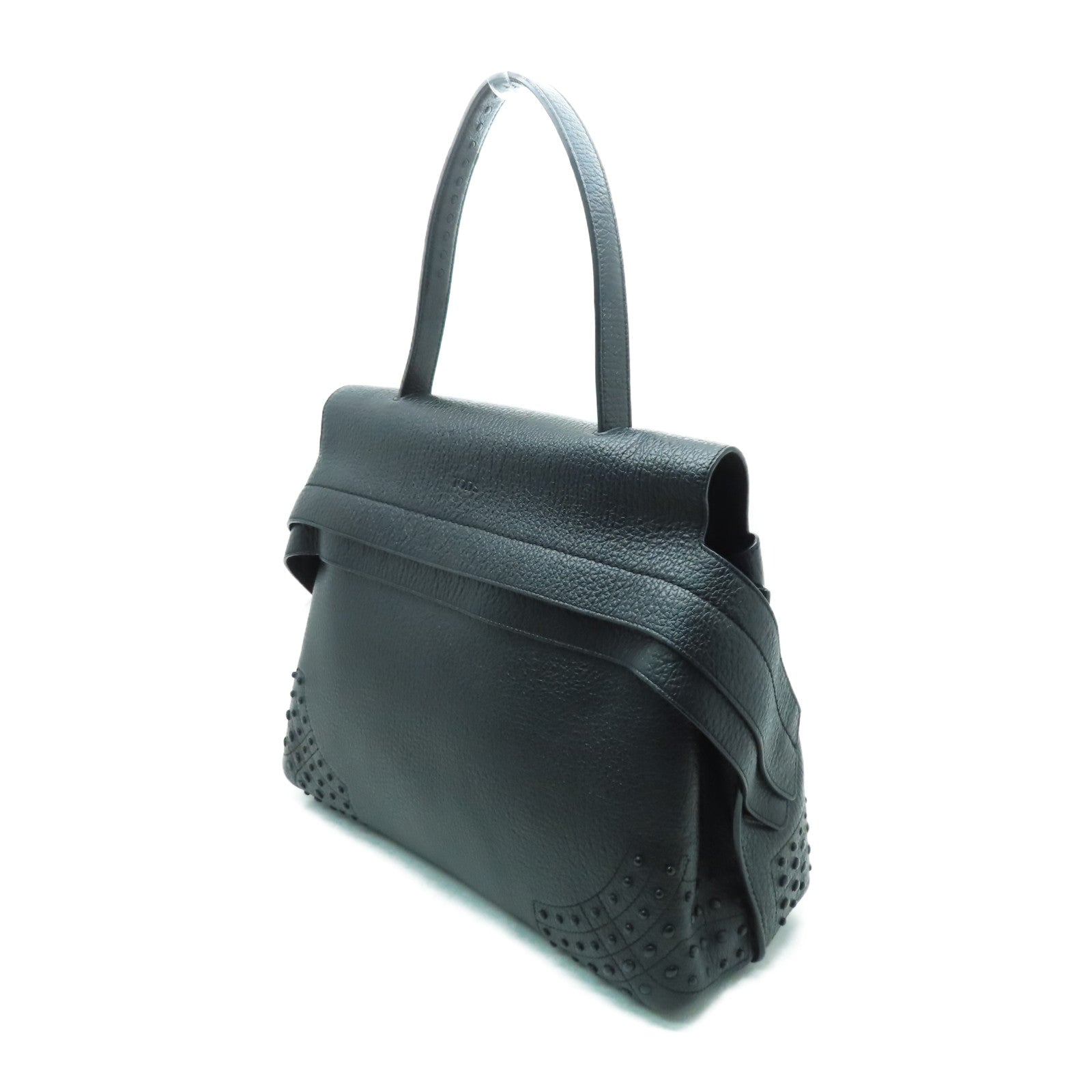TOD’S 牛皮皮革Handbag金扣手挽袋黑色