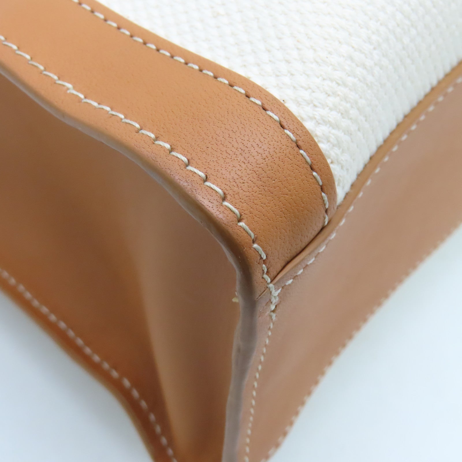 CELINE 帆布/牛皮皮革Large Vertical Bag金扣手挽袋啡色/白色