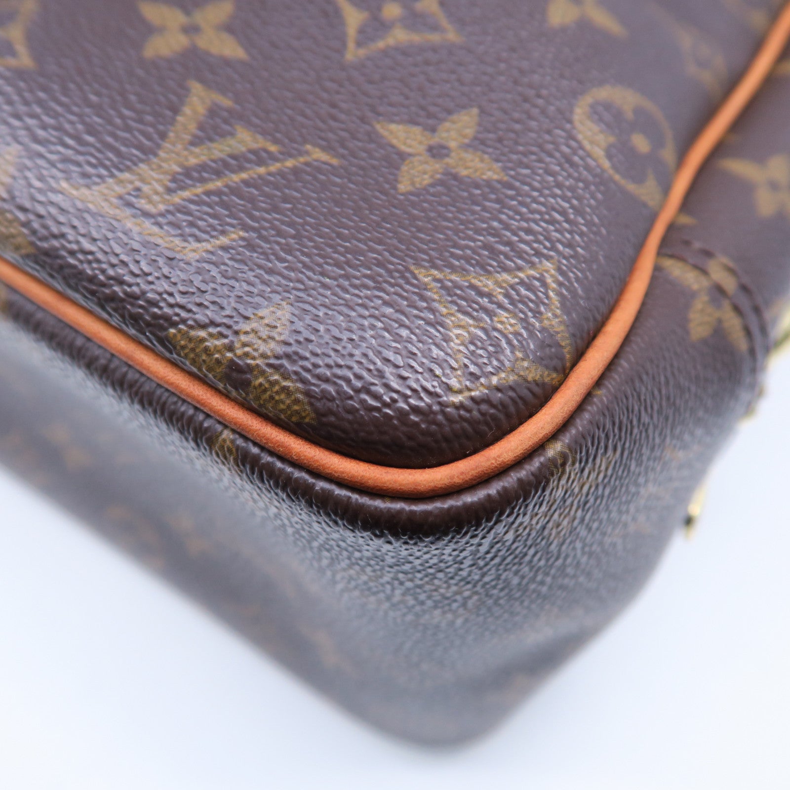 LOUIS VUITTON Monogram Deauville金扣手挽袋啡色