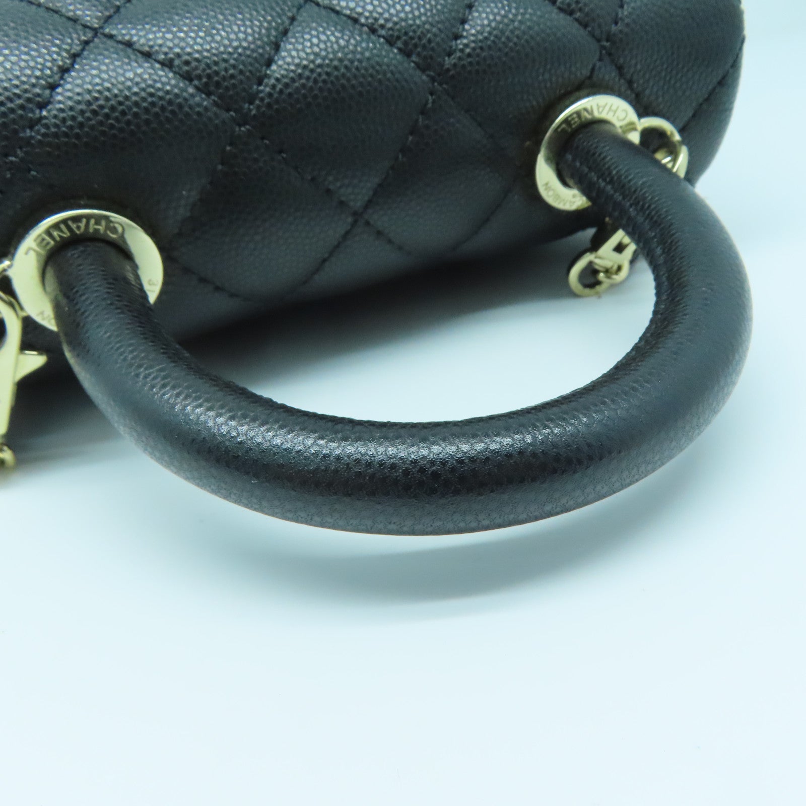 CHANEL 菱格牛皮皮革2way Shoulder Bag金扣手挽肩背两用袋黑色