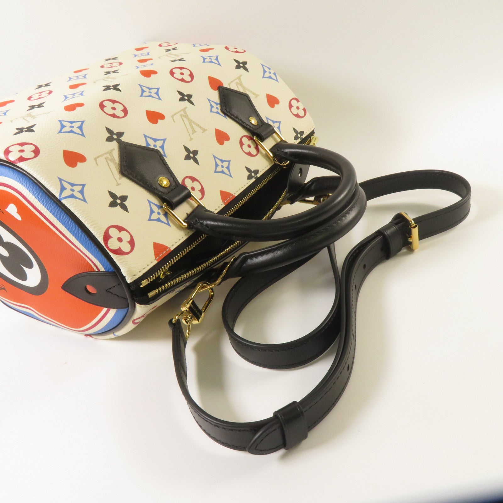 LOUIS VUITTON Monogram Game On Speedy Bandouliere金扣手挽肩背兩用袋白色