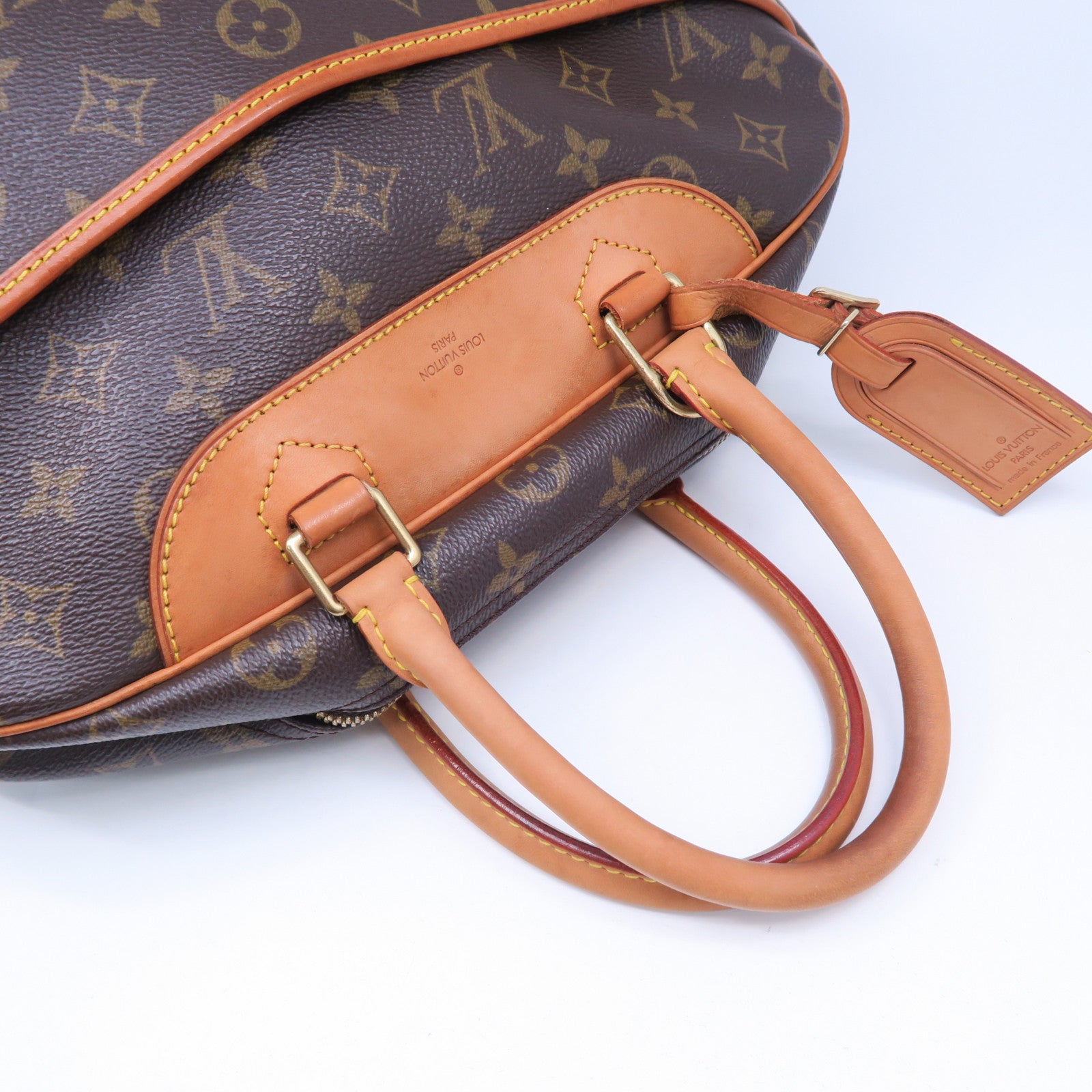 LOUIS VUITTON Monogram Deauville金扣手挽袋啡色