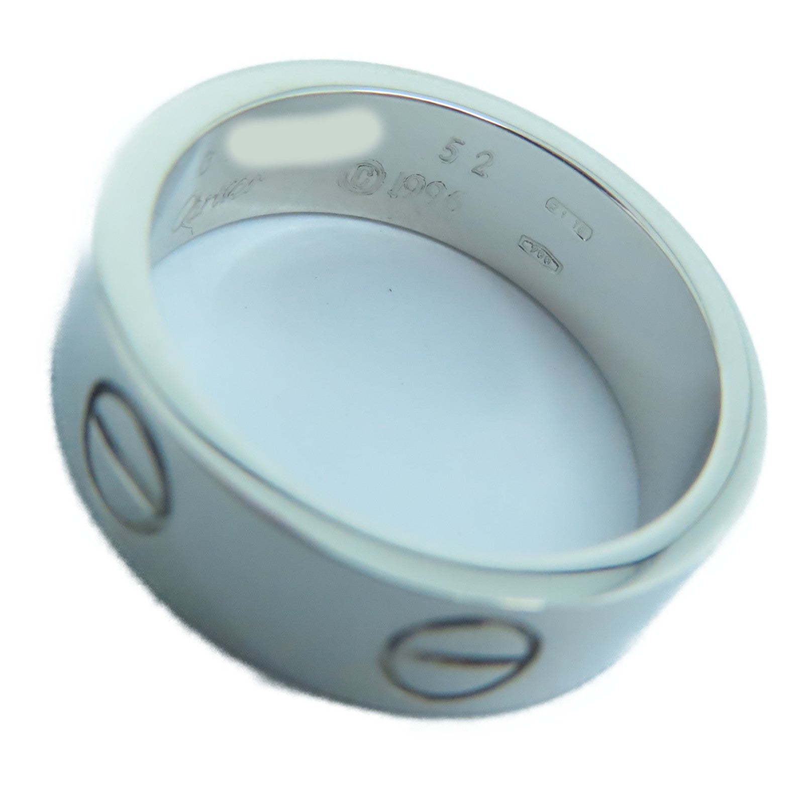 CARTIER 18K白金Love Ring US#6/Cartier#52戒指銀色