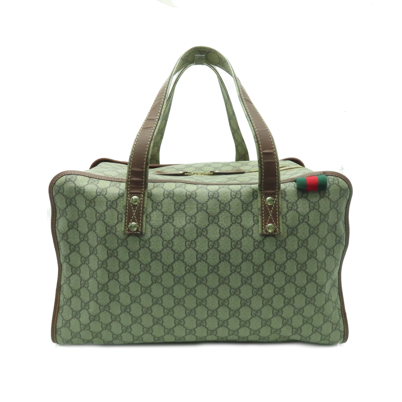 GUCCI 【激減優惠】塗層帆布Boston Bag金扣波士頓包棕色
