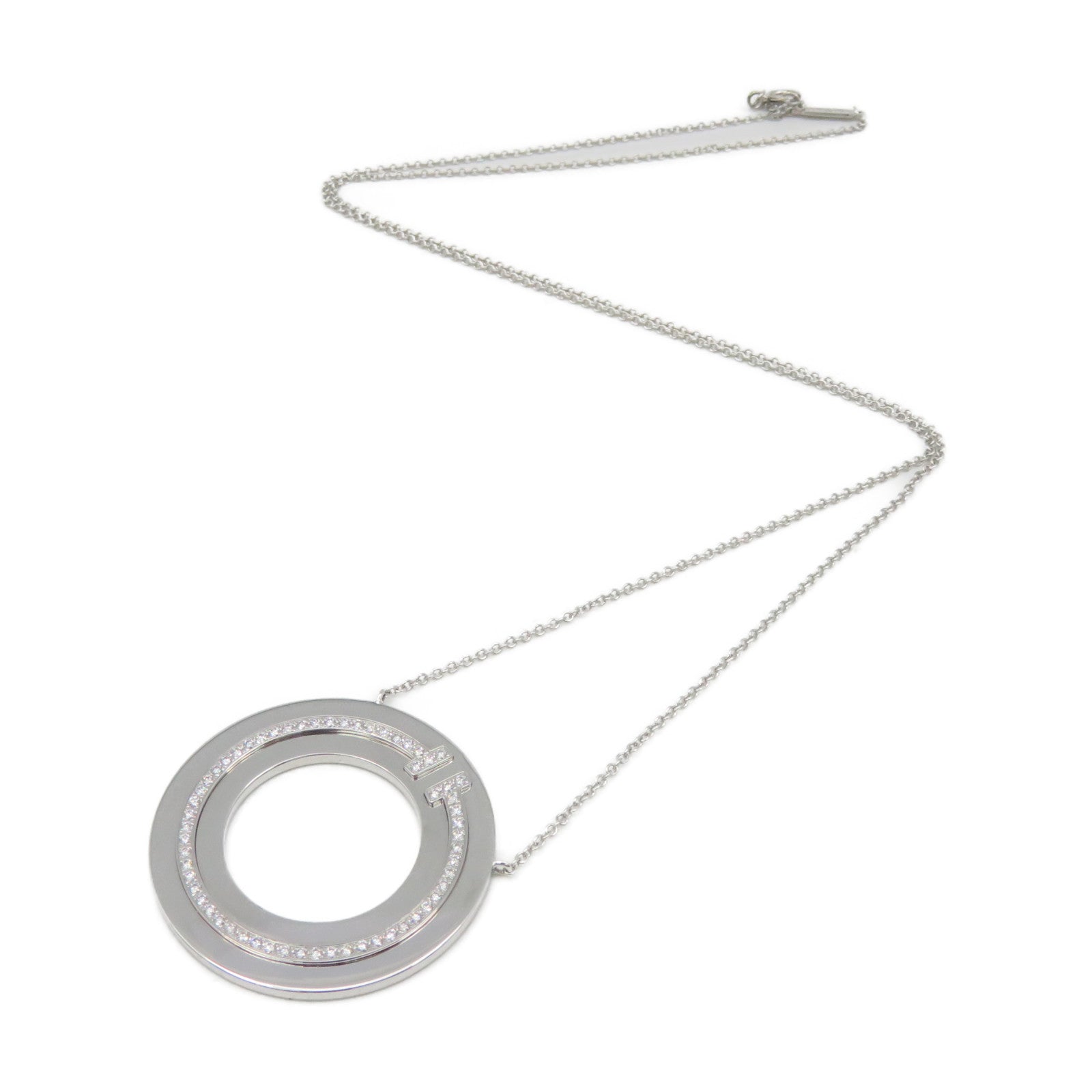 TIFFANY＆CO 18K白金Tiffany T Necklace項鏈