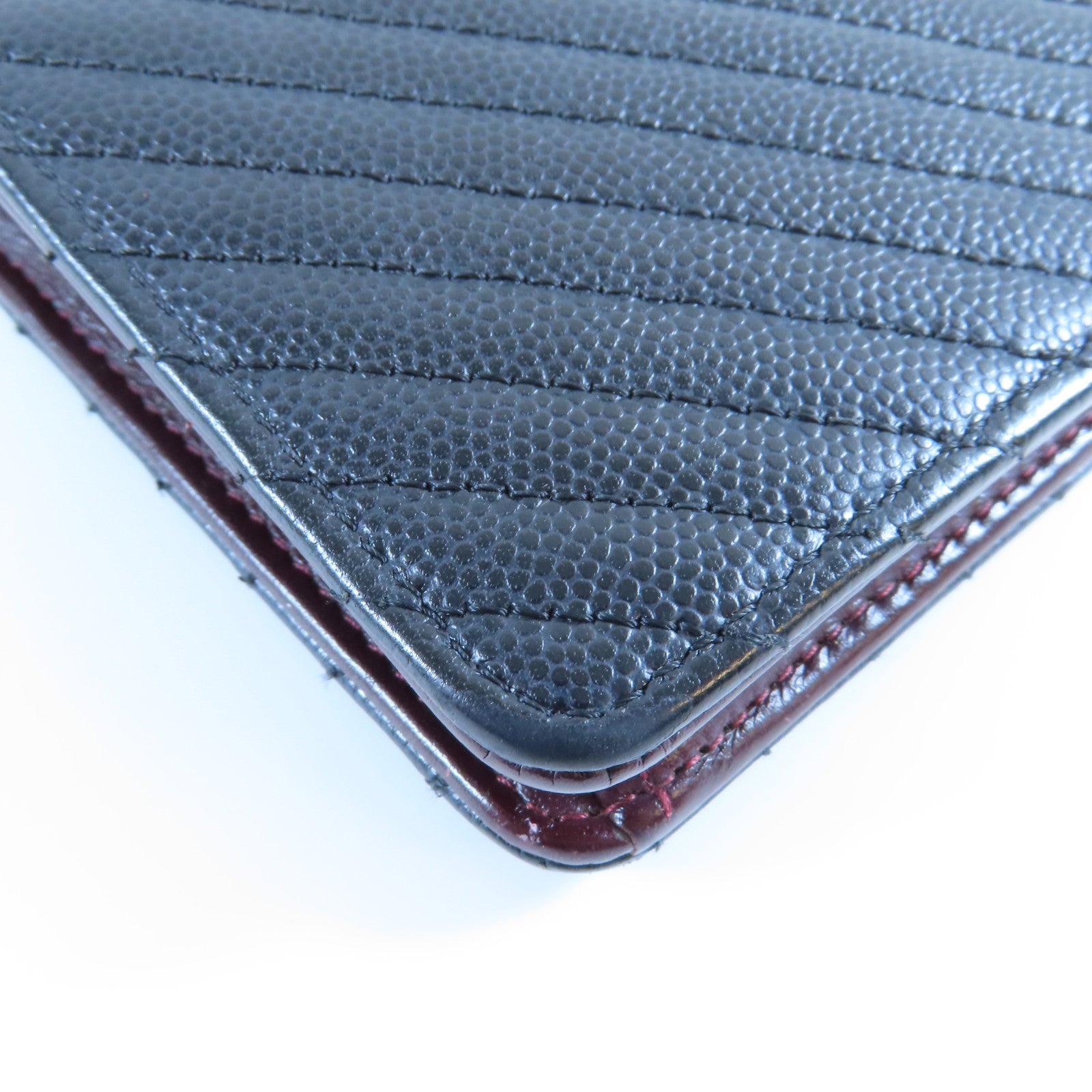 CHANEL 斜紋牛皮皮革Long Wallet銀扣長錢包黑色