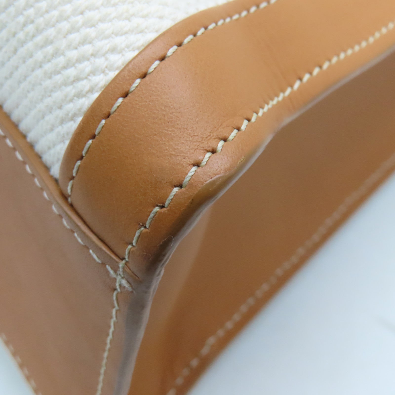 CELINE 帆布/牛皮皮革Large Vertical Bag金扣手挽袋啡色/白色