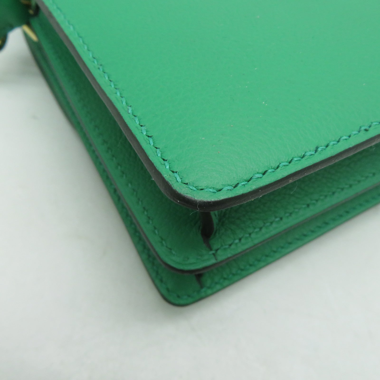 HERMES Evercolor皮革Mini Roulis金扣肩背袋薄荷綠色
