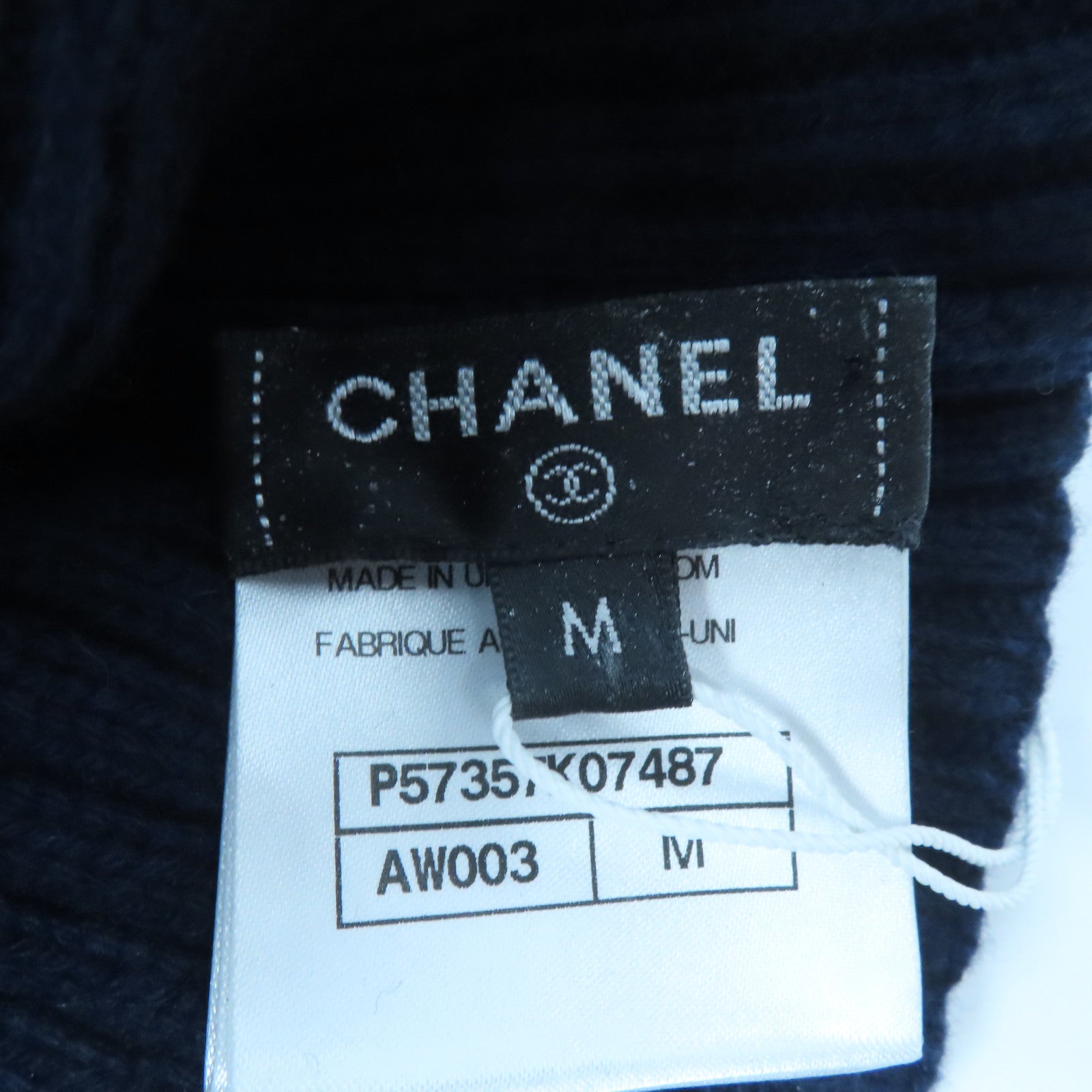 CHANEL 羊絨Knit Cap針織帽深藍色