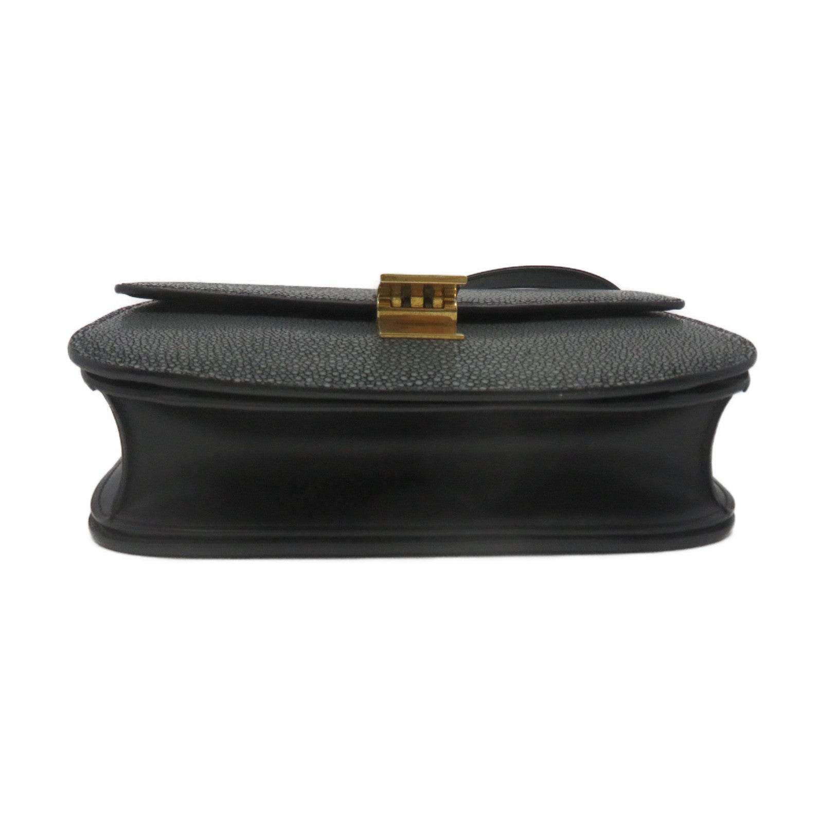 CELINE 【激減優惠】魔鬼魚皮革Box Shoulder Bag金扣肩背袋碳灰色
