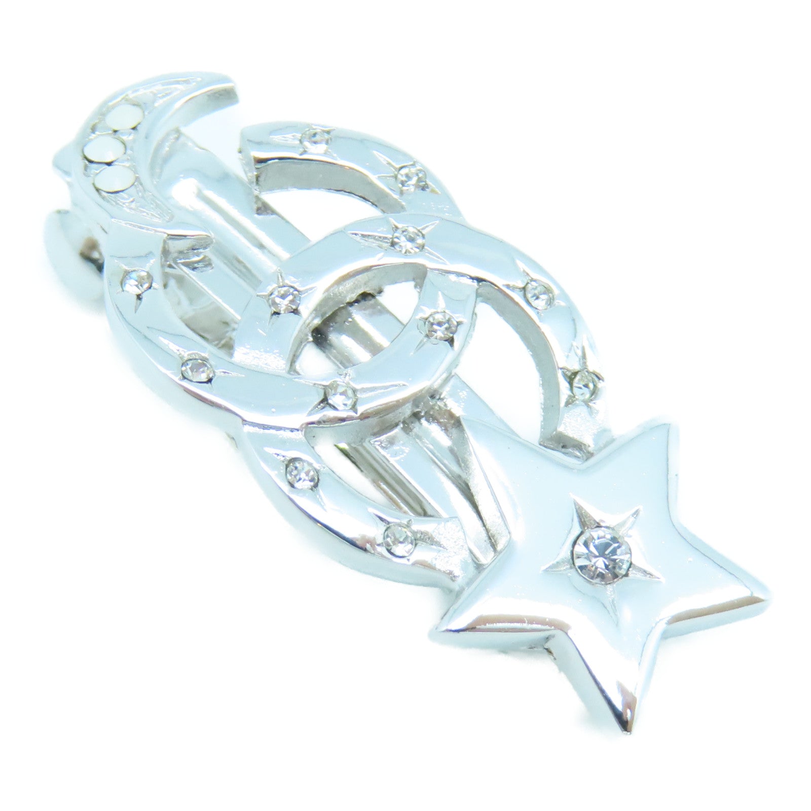 CHANEL 金屬Hair Clip銀扣髮夾銀色