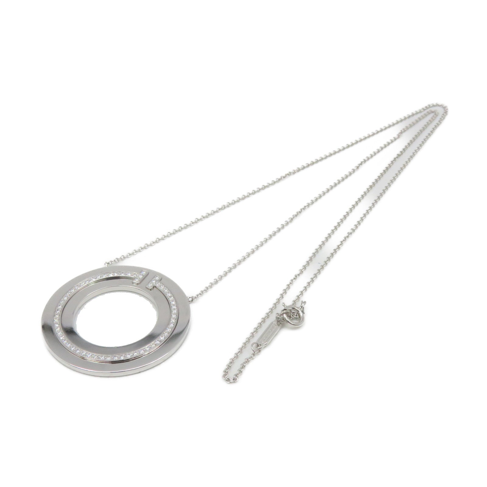 TIFFANY＆CO 18K白金Tiffany T Necklace項鏈