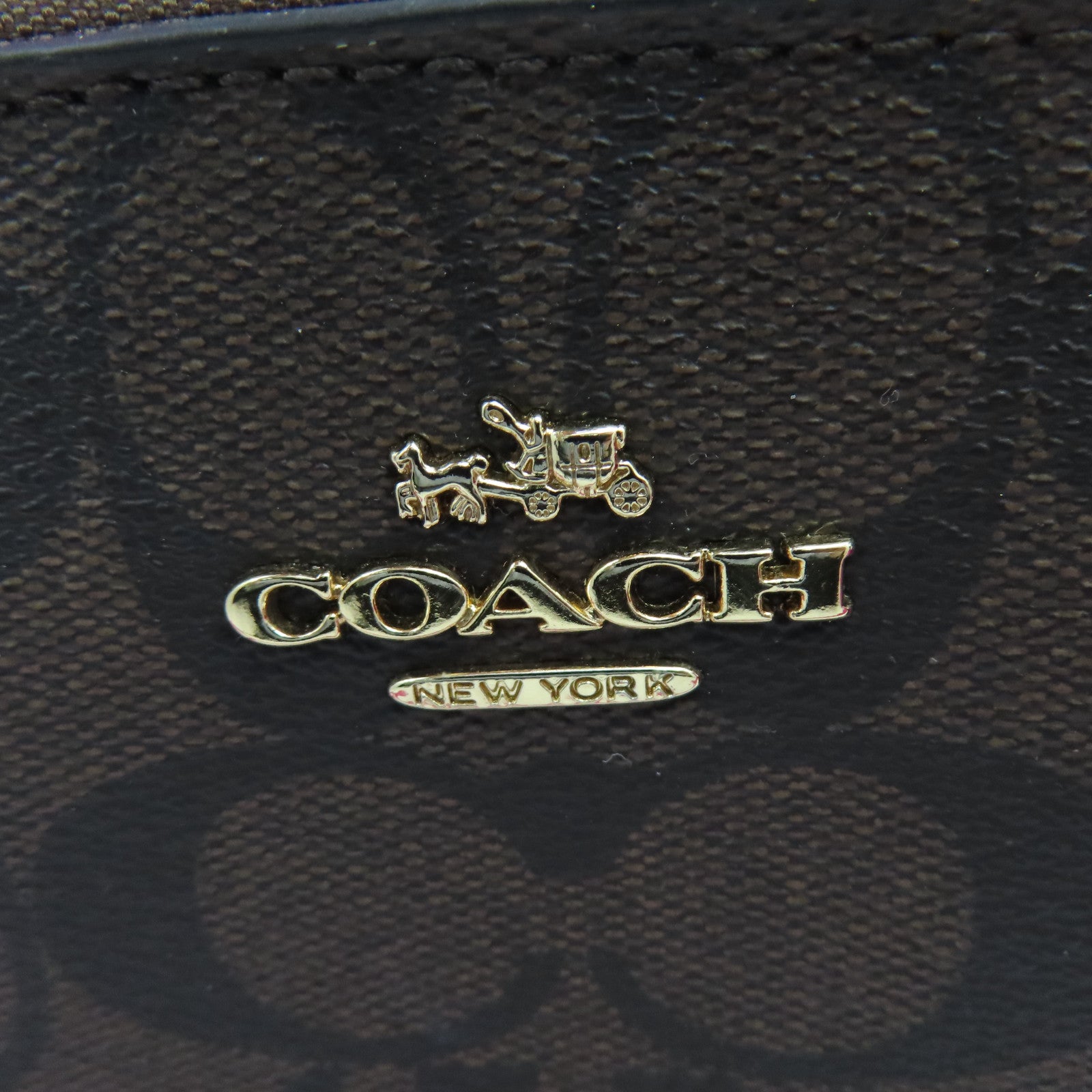 COACH 牛皮皮革/PVC塗層帆布2 Way Shoulder金扣手挽肩背兩用袋棕色/粉紅色