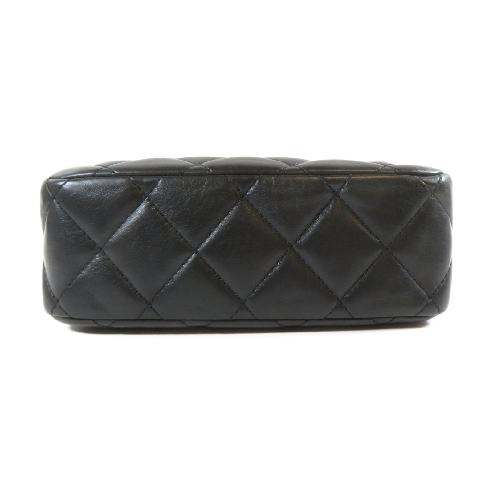 CHANEL 菱格牛皮皮革Chain Shoulder金扣鏈帶肩背袋黑色
