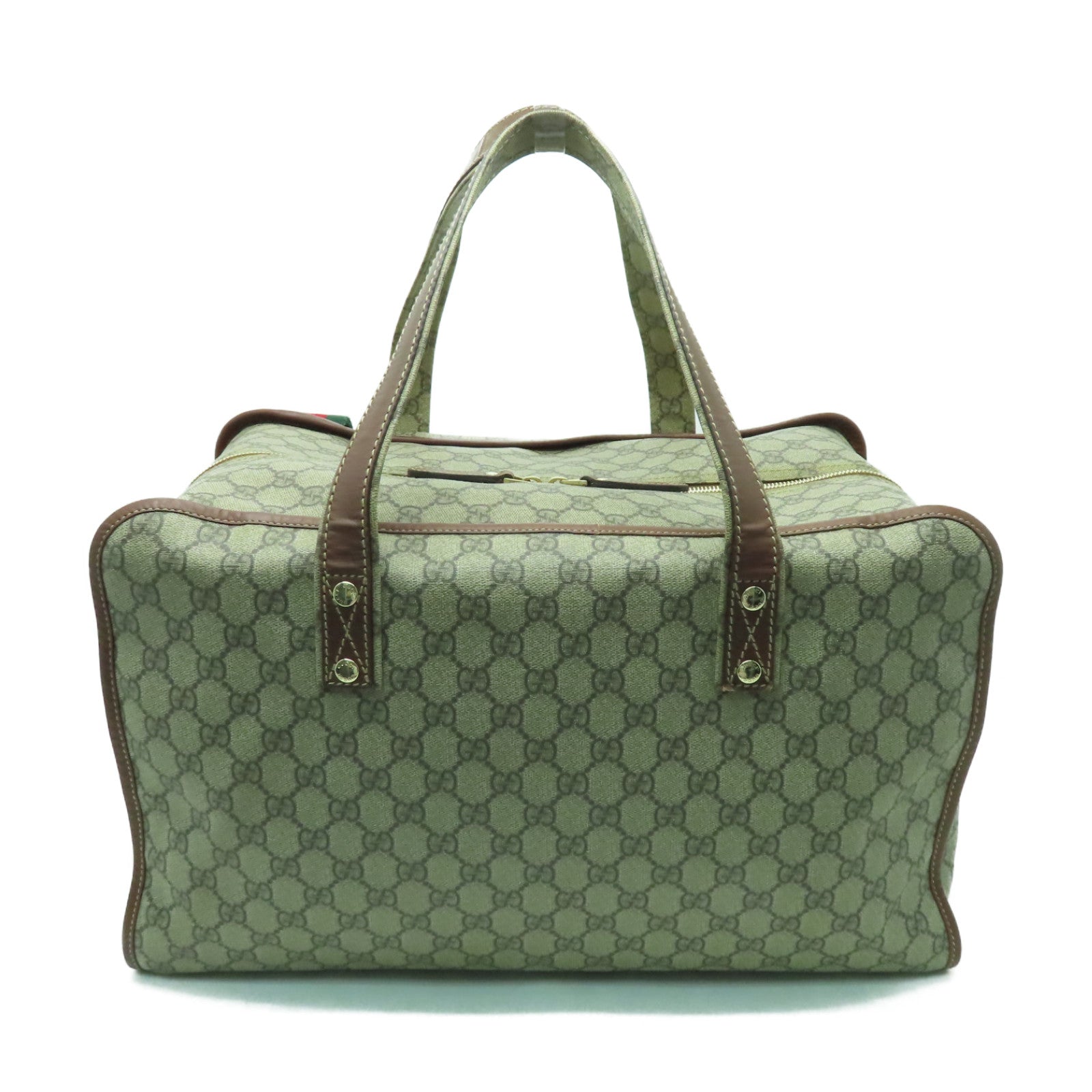 GUCCI 【激減優惠】塗層帆布Boston Bag金扣波士頓包棕色