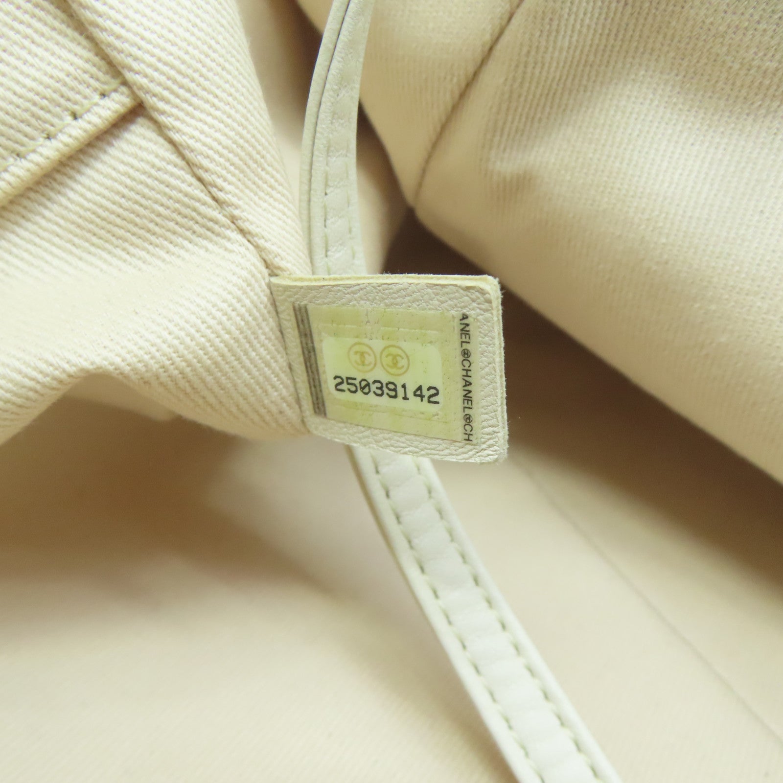 CHANEL Canvas Deauville Gold Button Handle Bag Beige