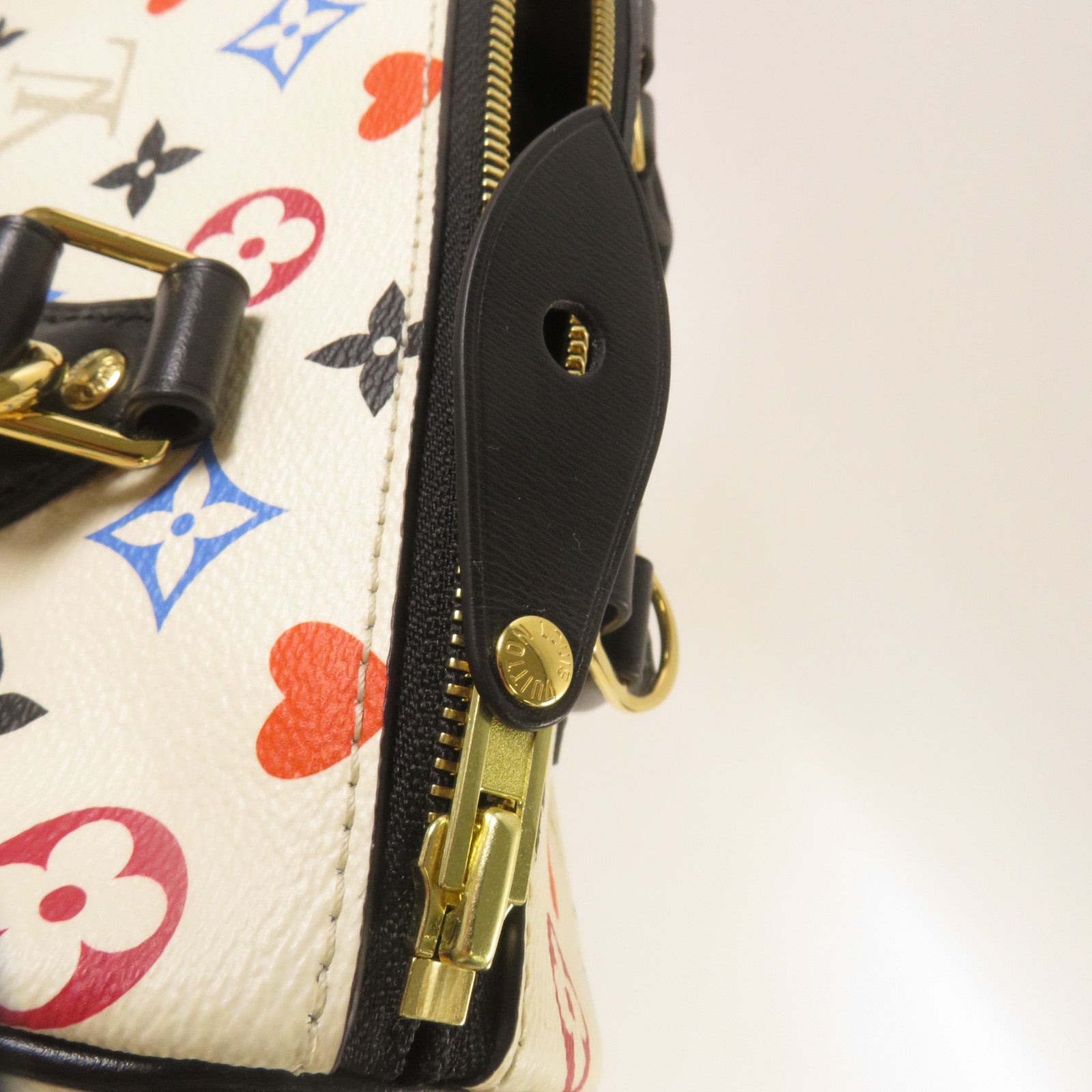 LOUIS VUITTON Monogram Game On Speedy Bandouliere金扣手挽肩背兩用袋白色