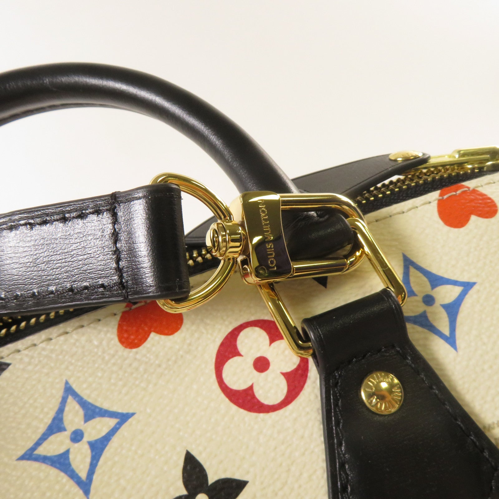 LOUIS VUITTON Monogram Game On Speedy Bandouliere金扣手挽肩背兩用袋白色