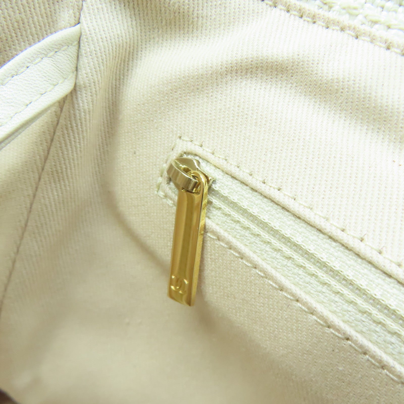 CHANEL Canvas Deauville Gold Button Handle Bag Beige