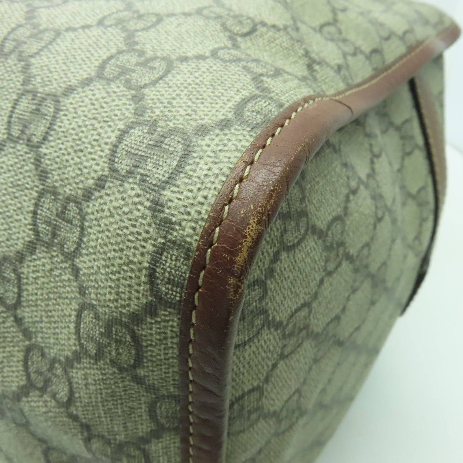 GUCCI 【激減優惠】塗層帆布Boston Bag金扣波士頓包棕色