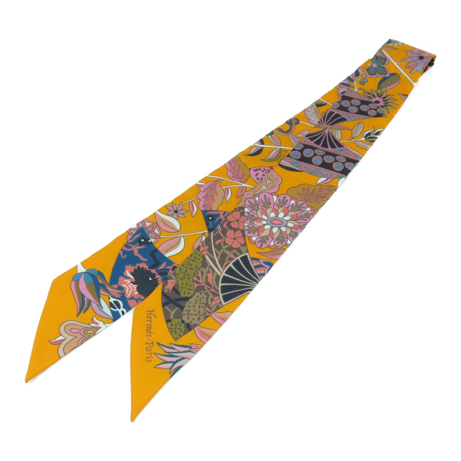 HERMES 【激減優惠】絲質Twilly絲巾橘色