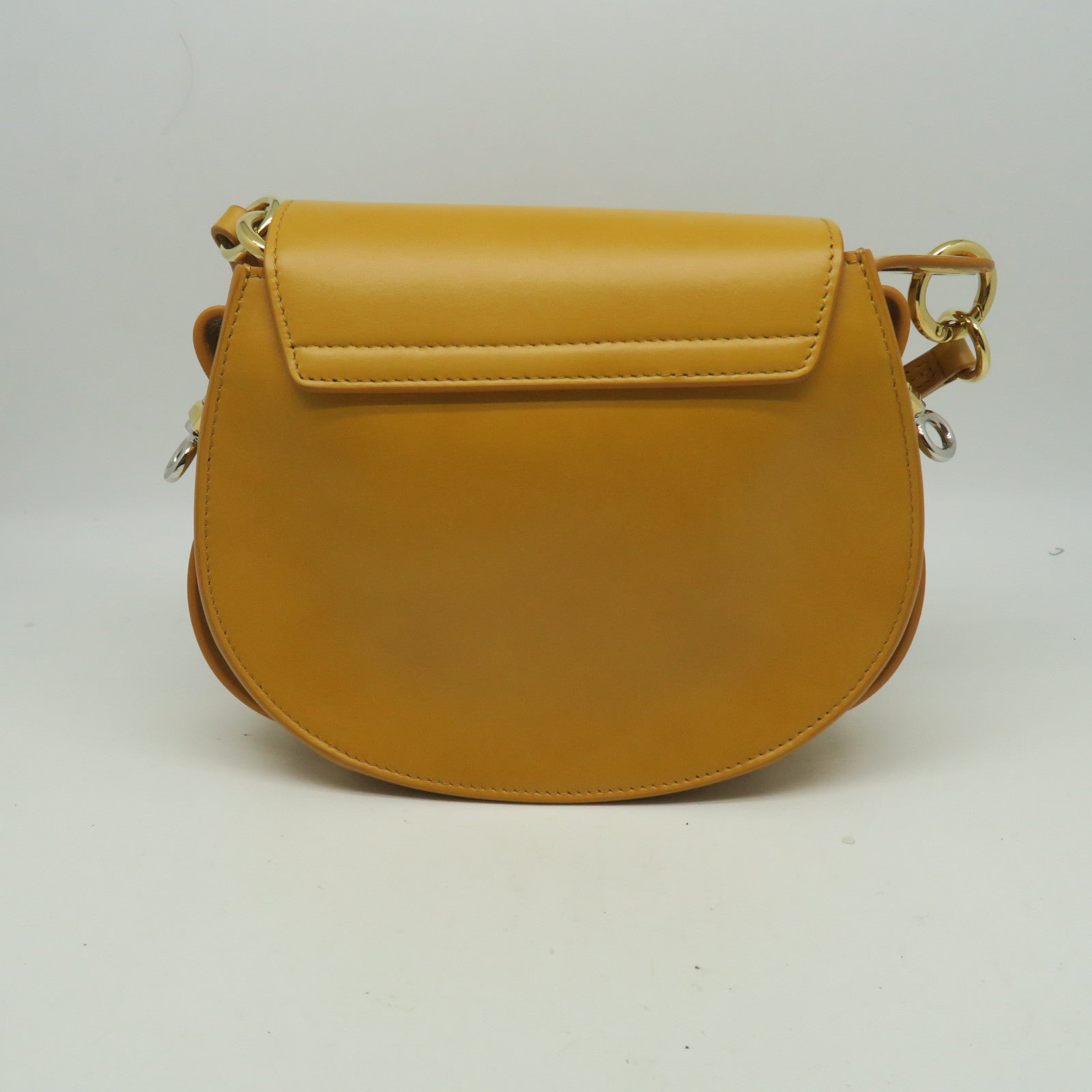 Chloe Cowhide Leather Small Tess Crossbody Bag Gold Buckle Handle Shoulder Back Dual-purpose Bag Yellow