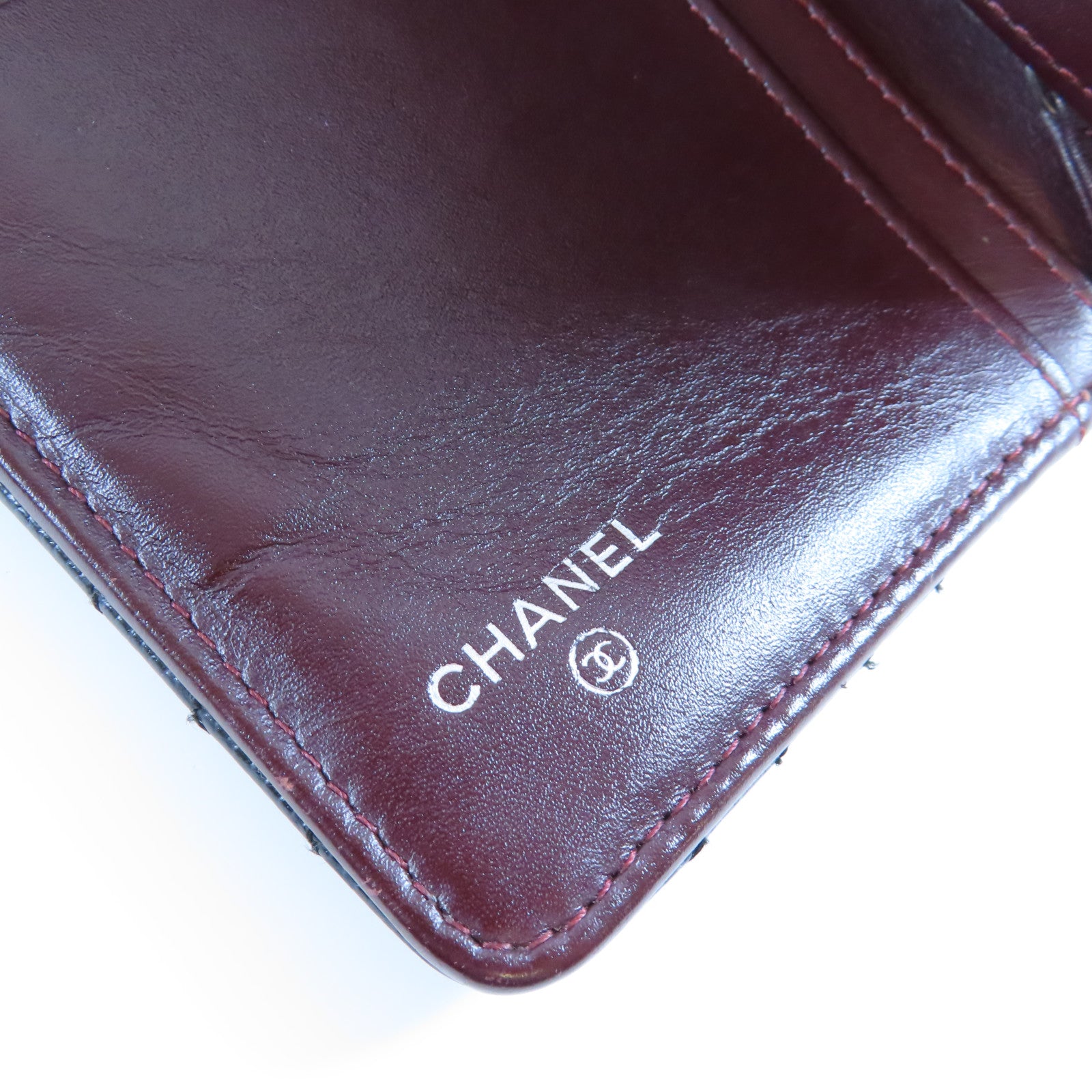 CHANEL 斜紋牛皮皮革Long Wallet銀扣長錢包黑色