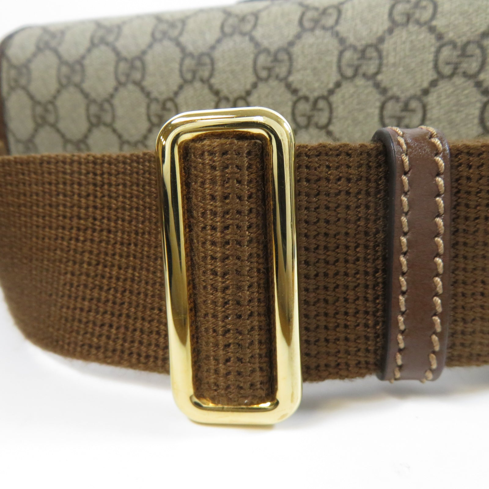 GUCCI 塗層帆布GG Supreme Canvas金扣肩背袋啡色
