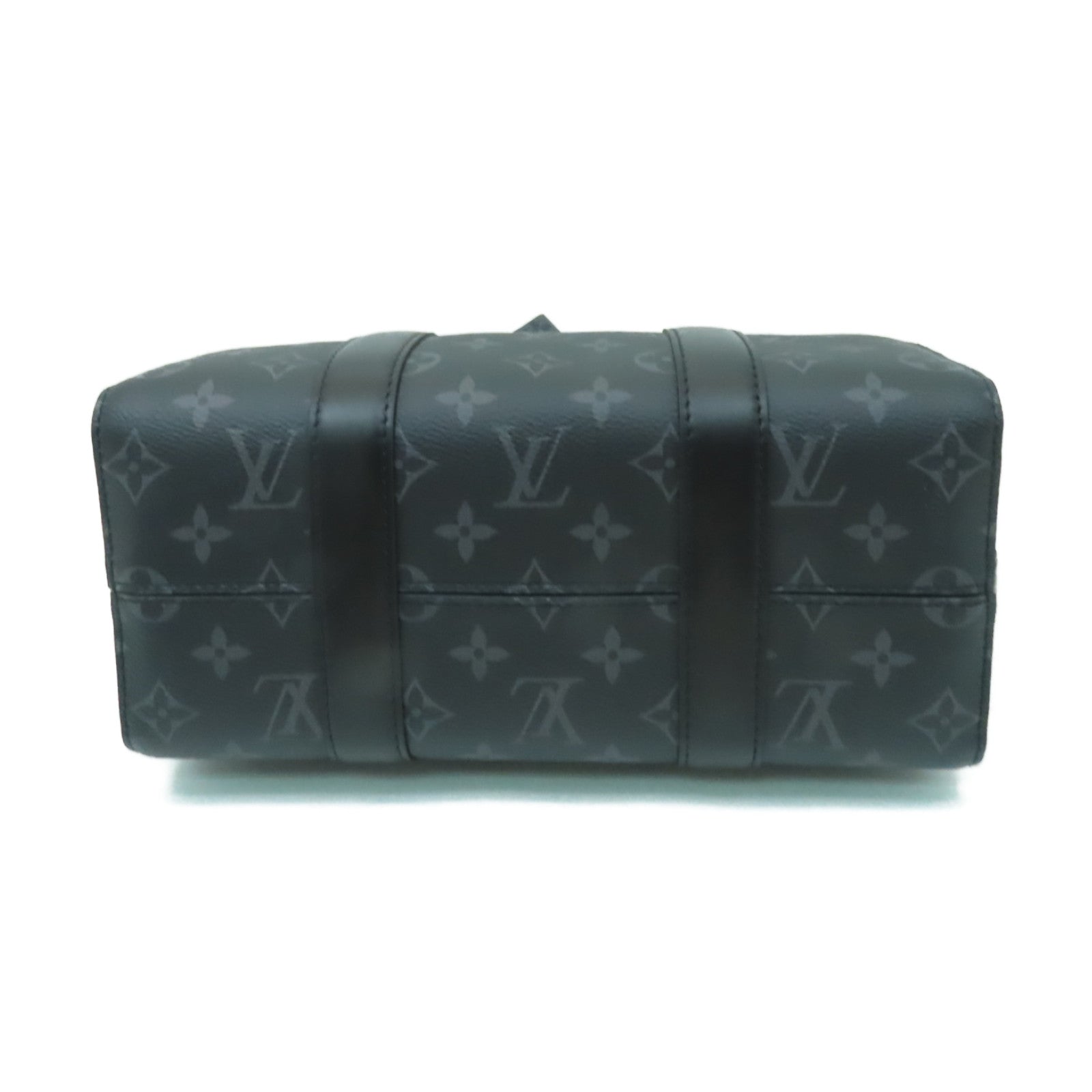 LOUIS VUITTON Monogram Eclipse Keepall Bandouliere 25銀扣肩背袋黒色