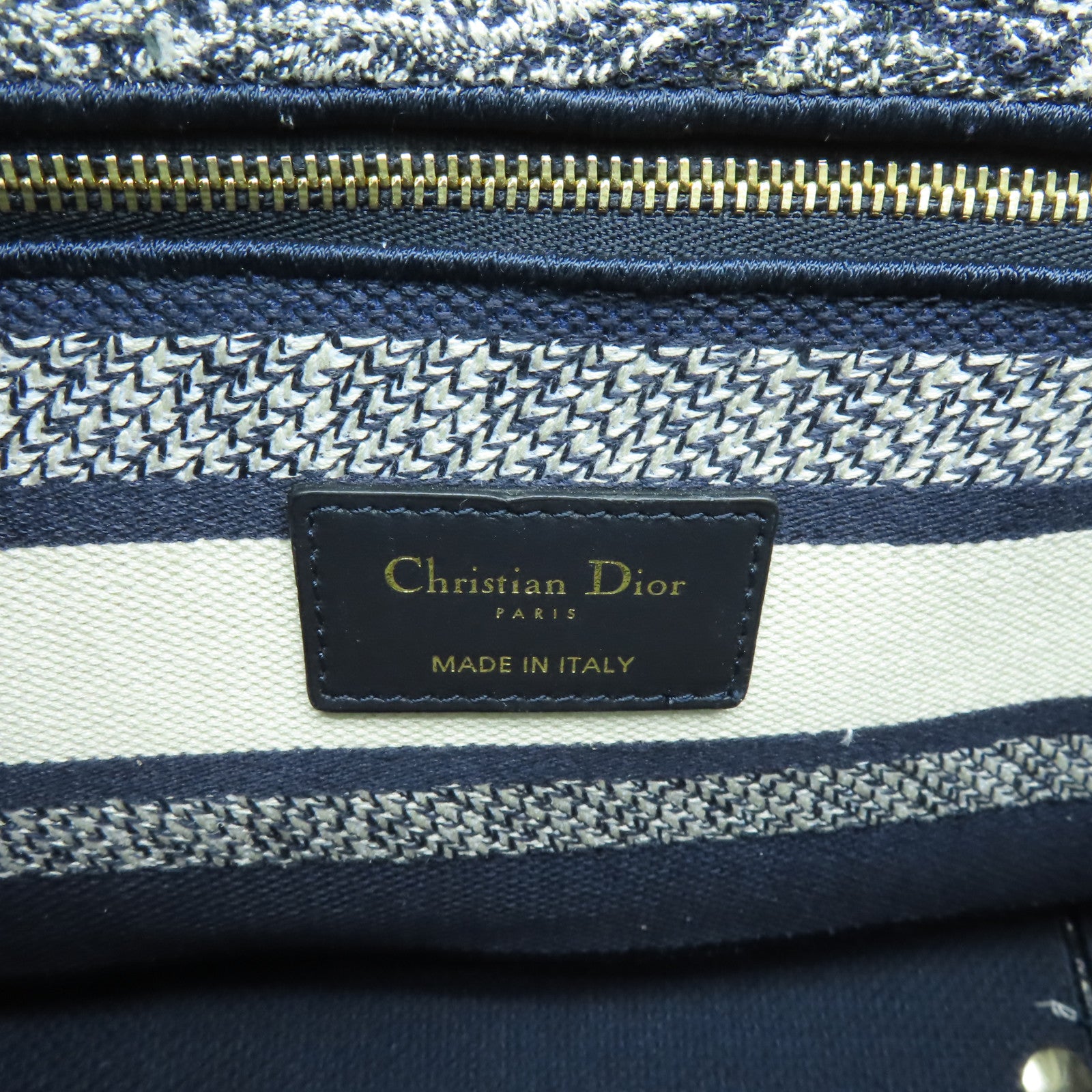Dior 帆布Lady Dior Shoulder Bag金扣手挽肩背兩用袋藍色