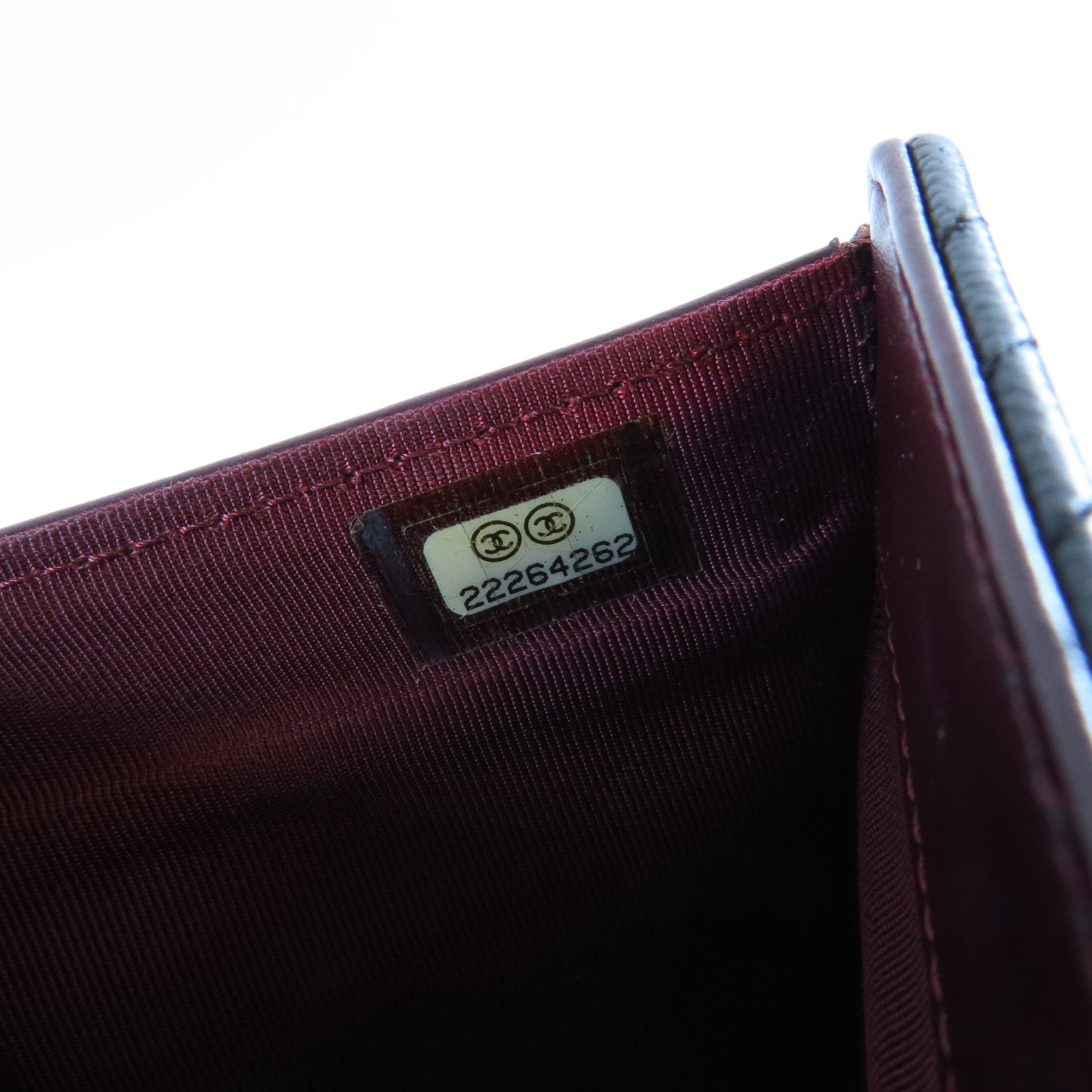 CHANEL 斜紋牛皮皮革Long Wallet銀扣長錢包黑色