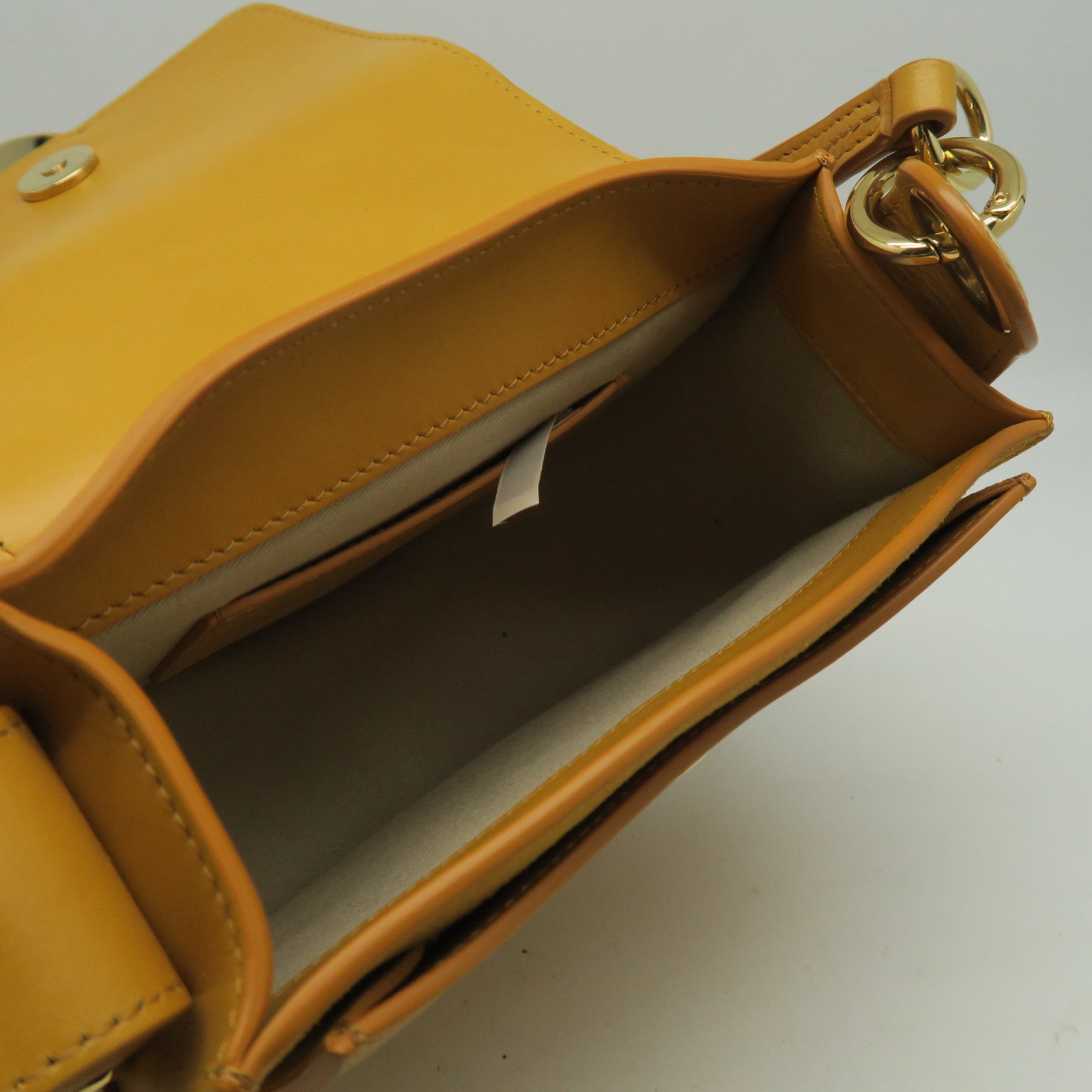Chloe Cowhide Leather Small Tess Crossbody Bag Gold Buckle Handle Shoulder Back Dual-purpose Bag Yellow
