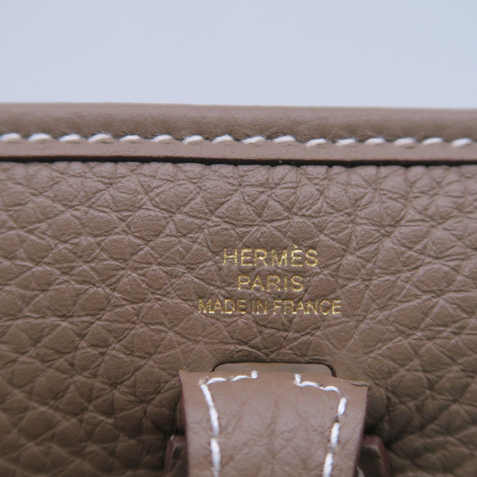 HERMES Clemence皮革Evelyne TPM金扣肩背袋大象灰色