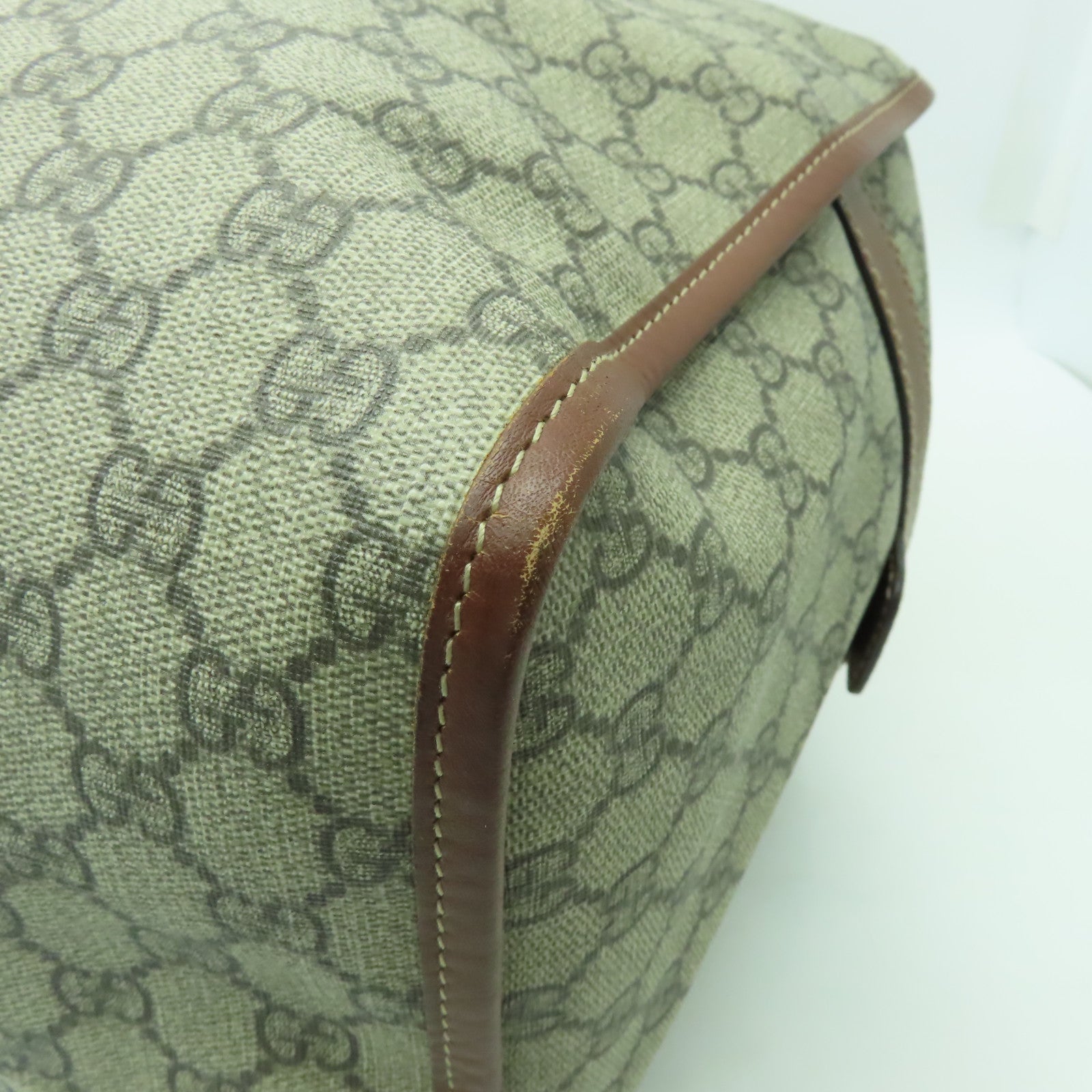 GUCCI 【激減優惠】塗層帆布Boston Bag金扣波士頓包棕色
